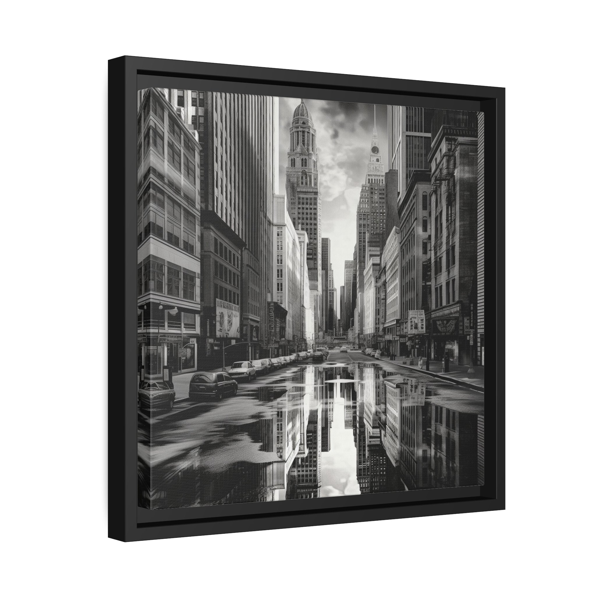 Cityscape II Matte Canvas, Black Frame