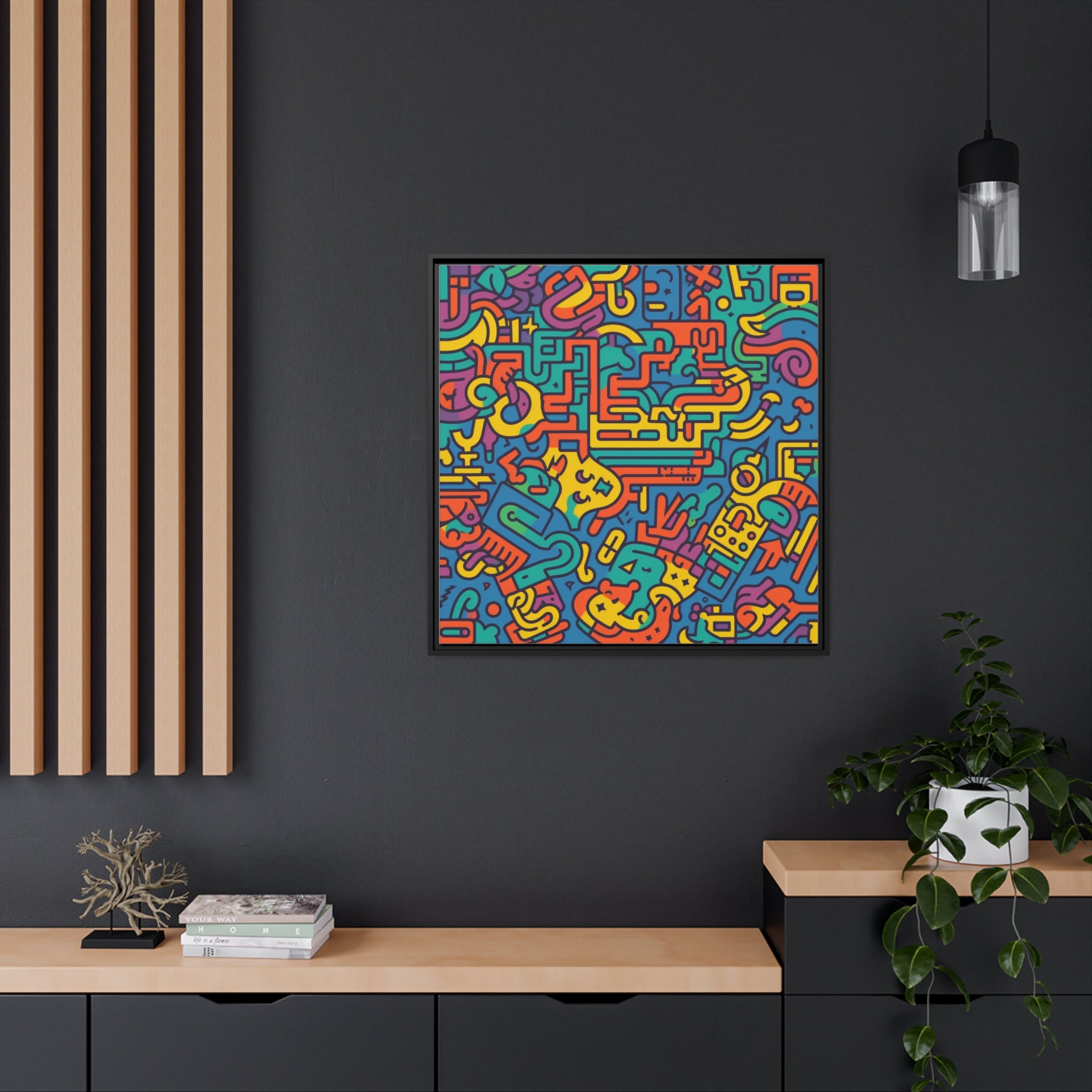 Pop Art Inspired by Keith C Matte Canvas, Black Frame