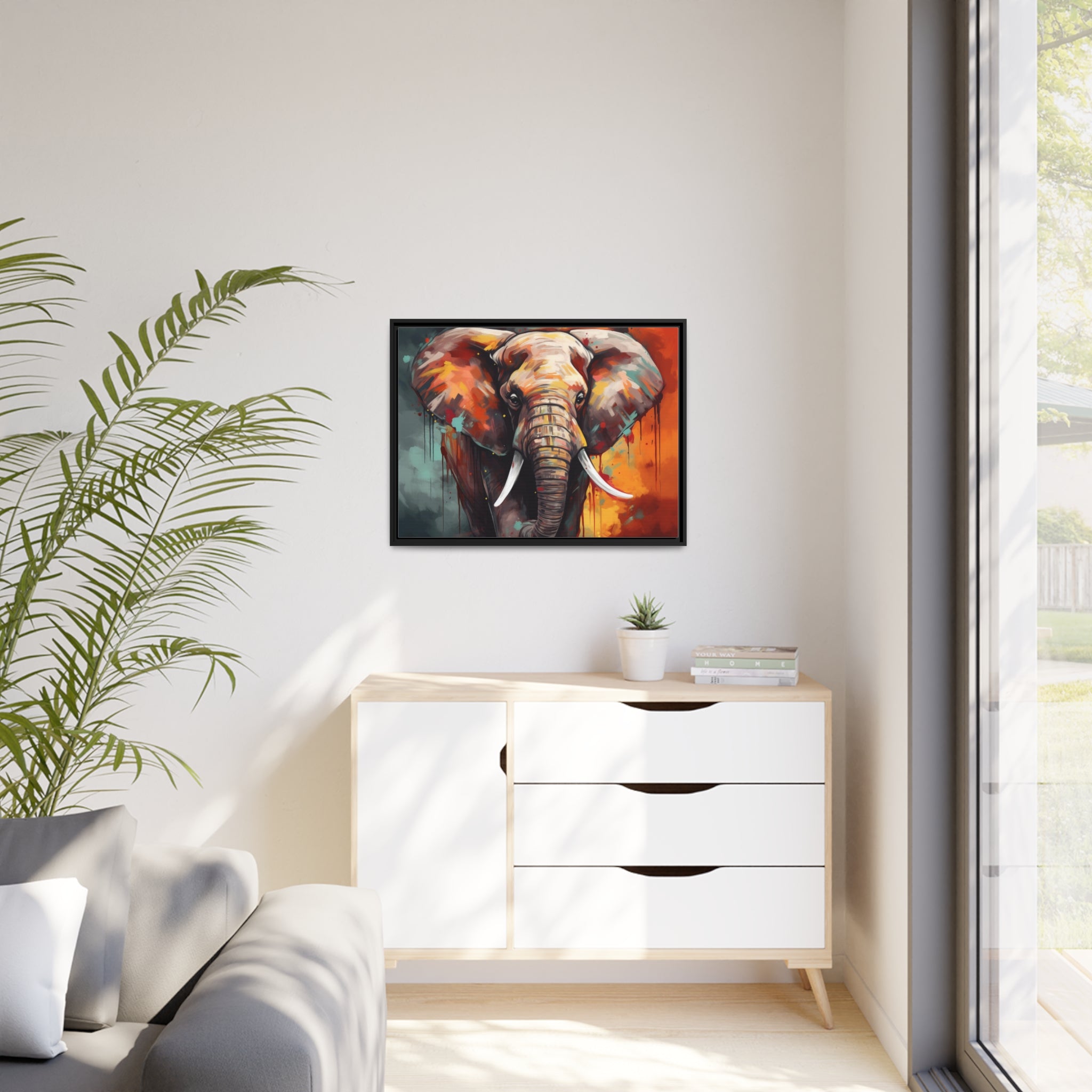 Majestic Elephant Matte Canvas, Black Frame - Noire Faire