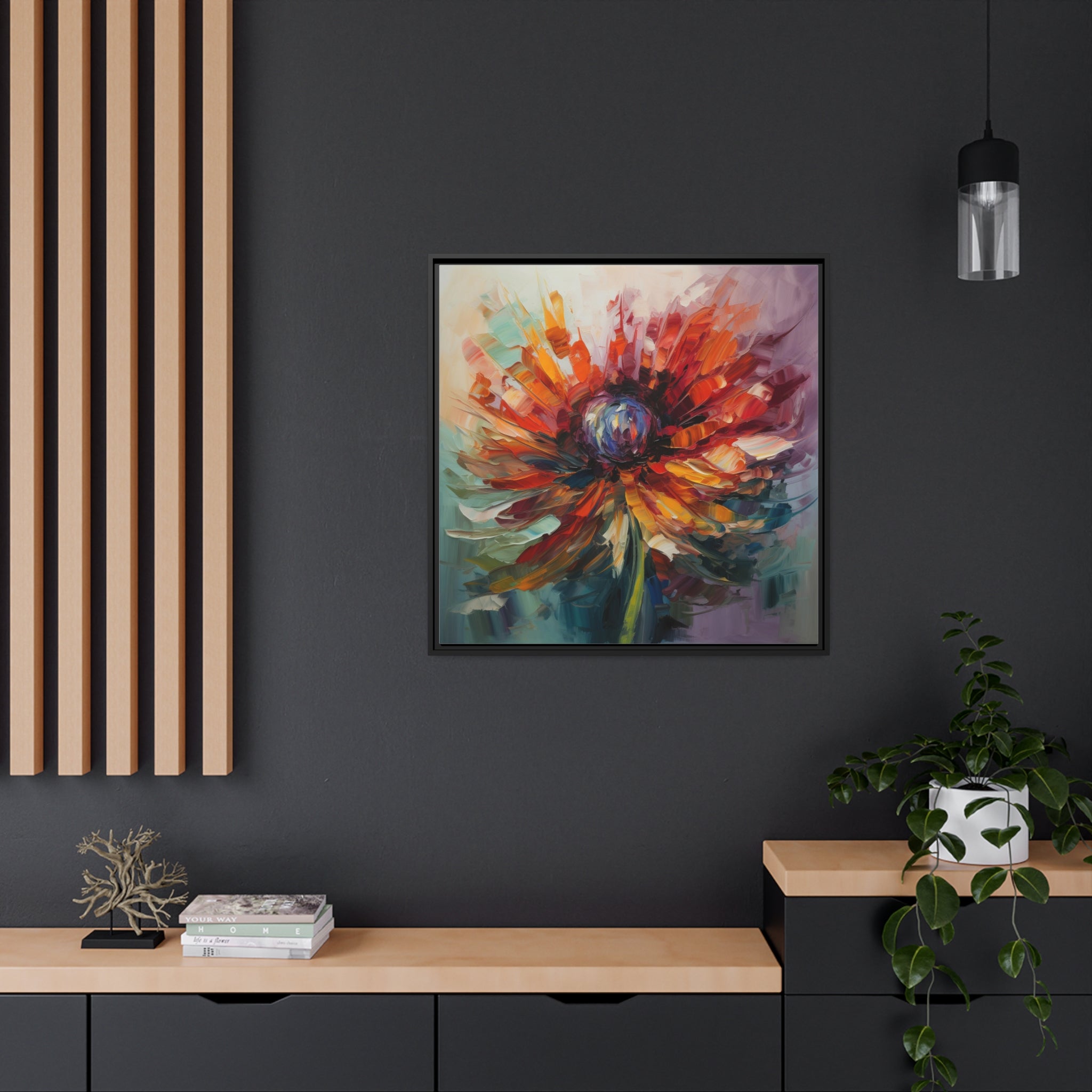 Modern Flora Matte Canvas, Black Frame