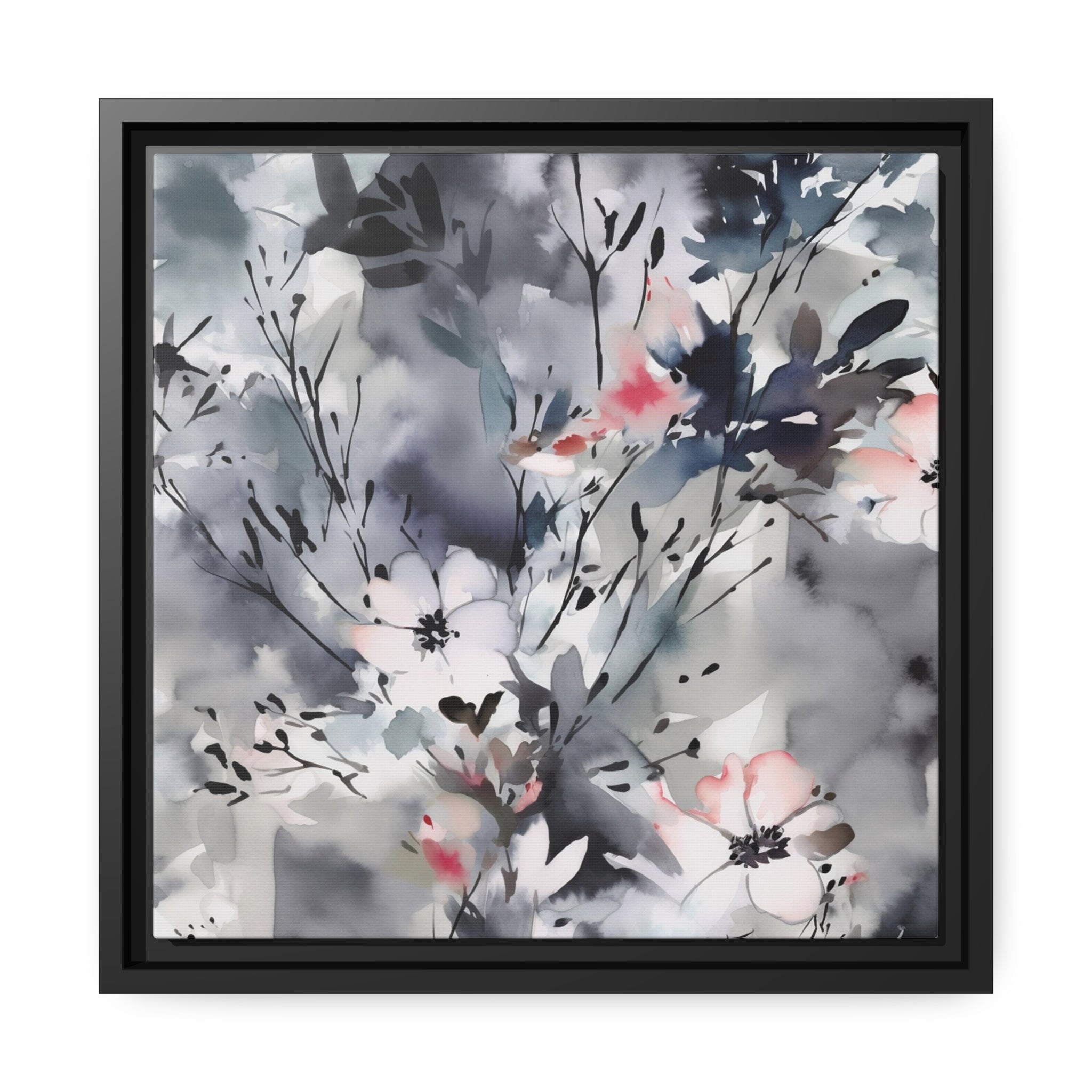 Japanese Flora I Matte Canvas, Black Frame