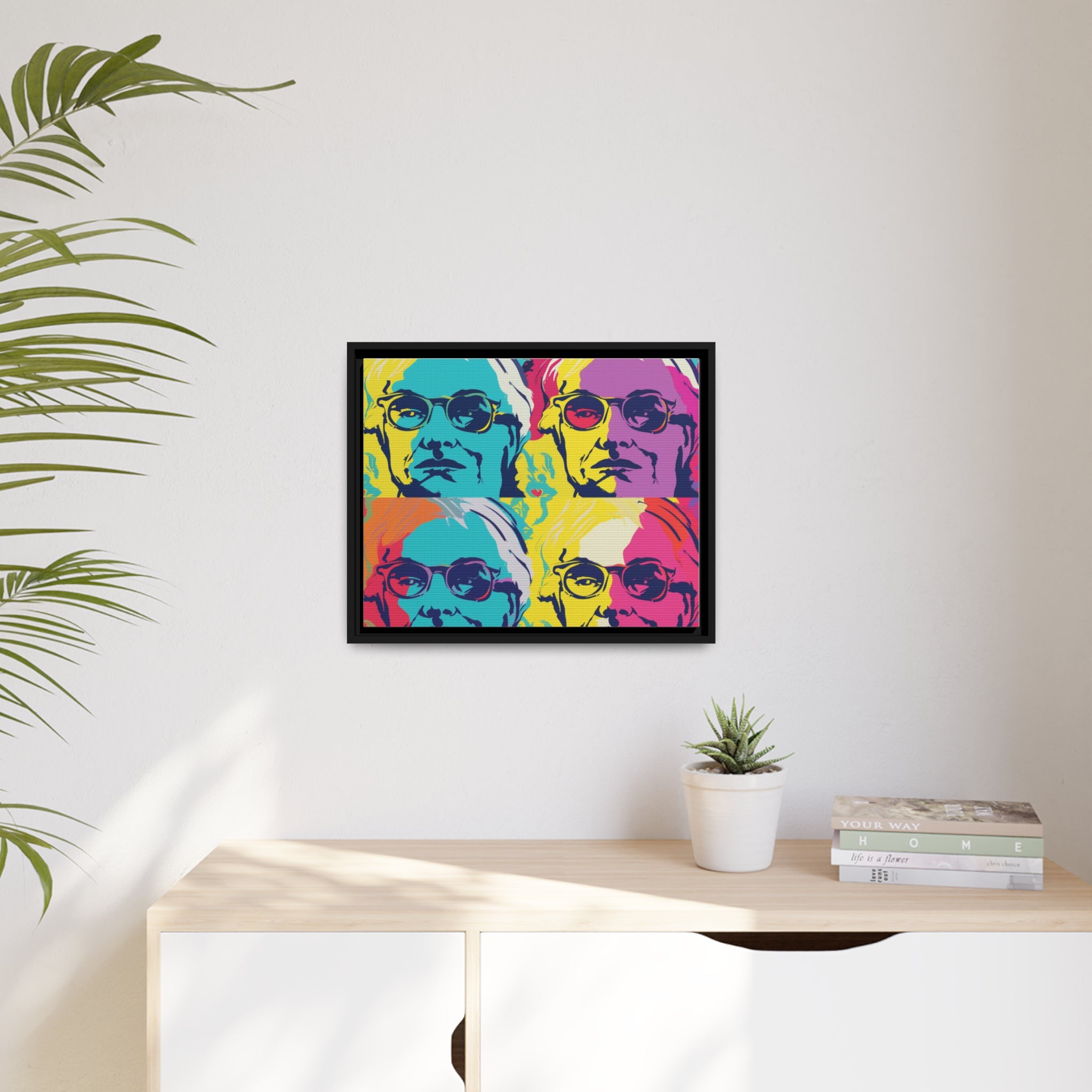 Pop Art Inspired by Andy B Matte Canvas, Black Frame