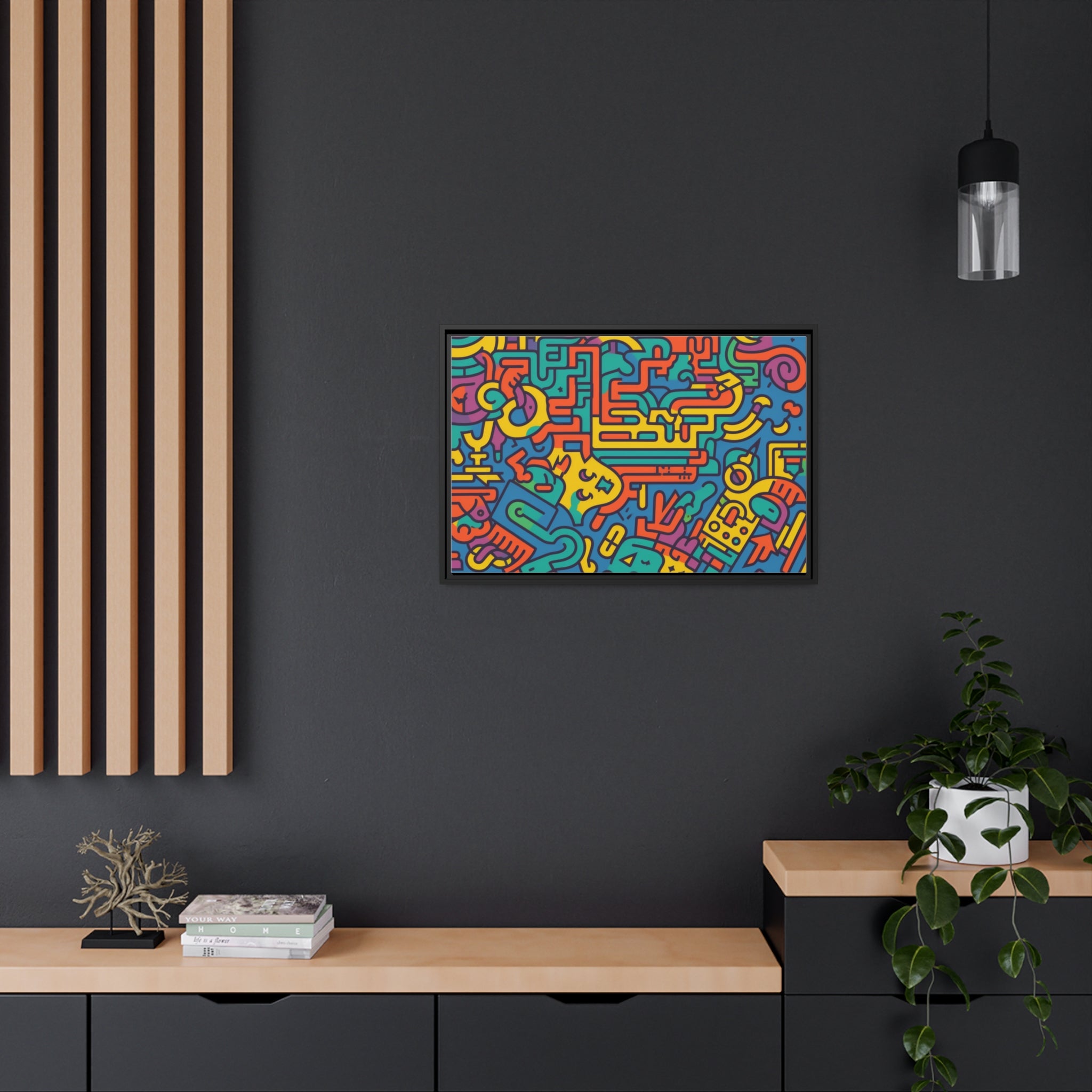 Pop Art Inspired by Keith C Matte Canvas, Black Frame