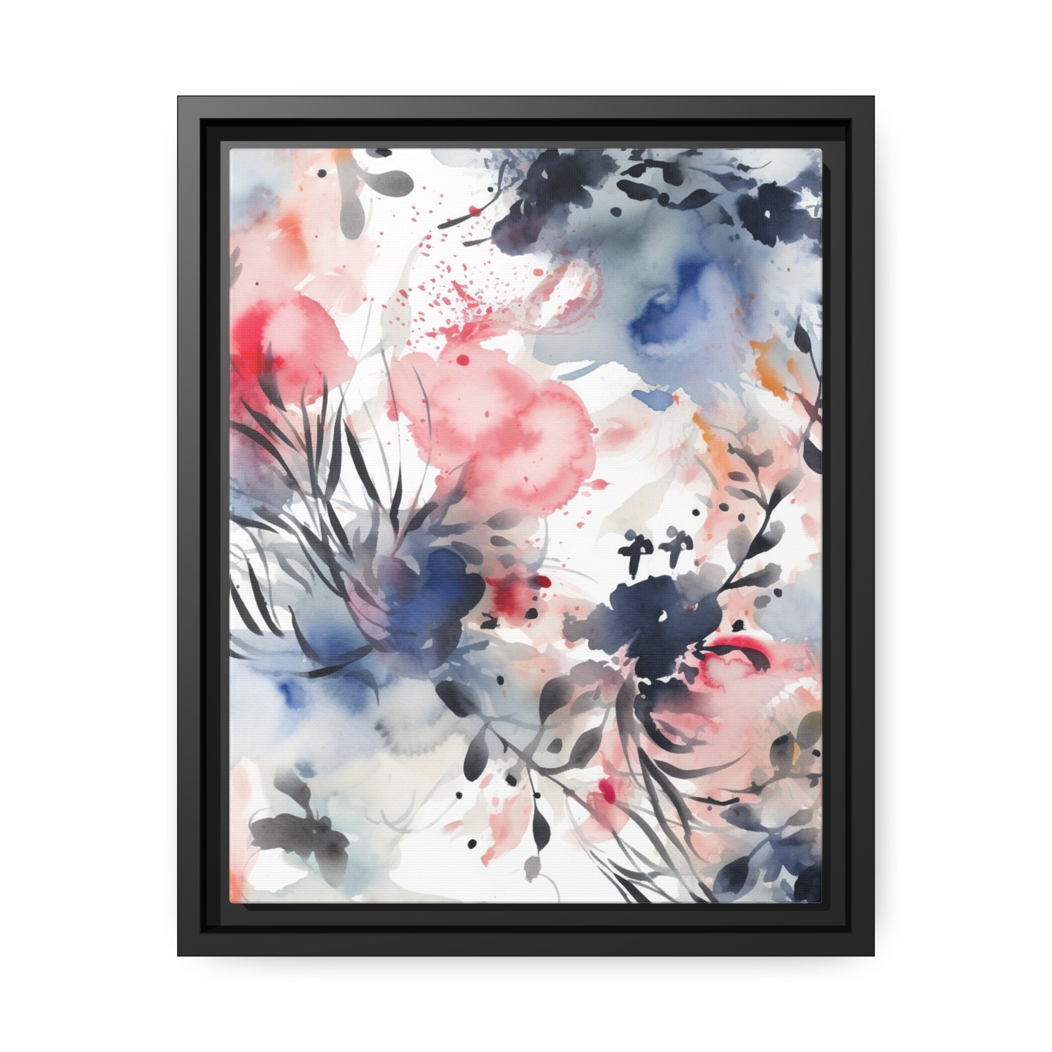 Japanese Flora II Matte Canvas, Black Frame