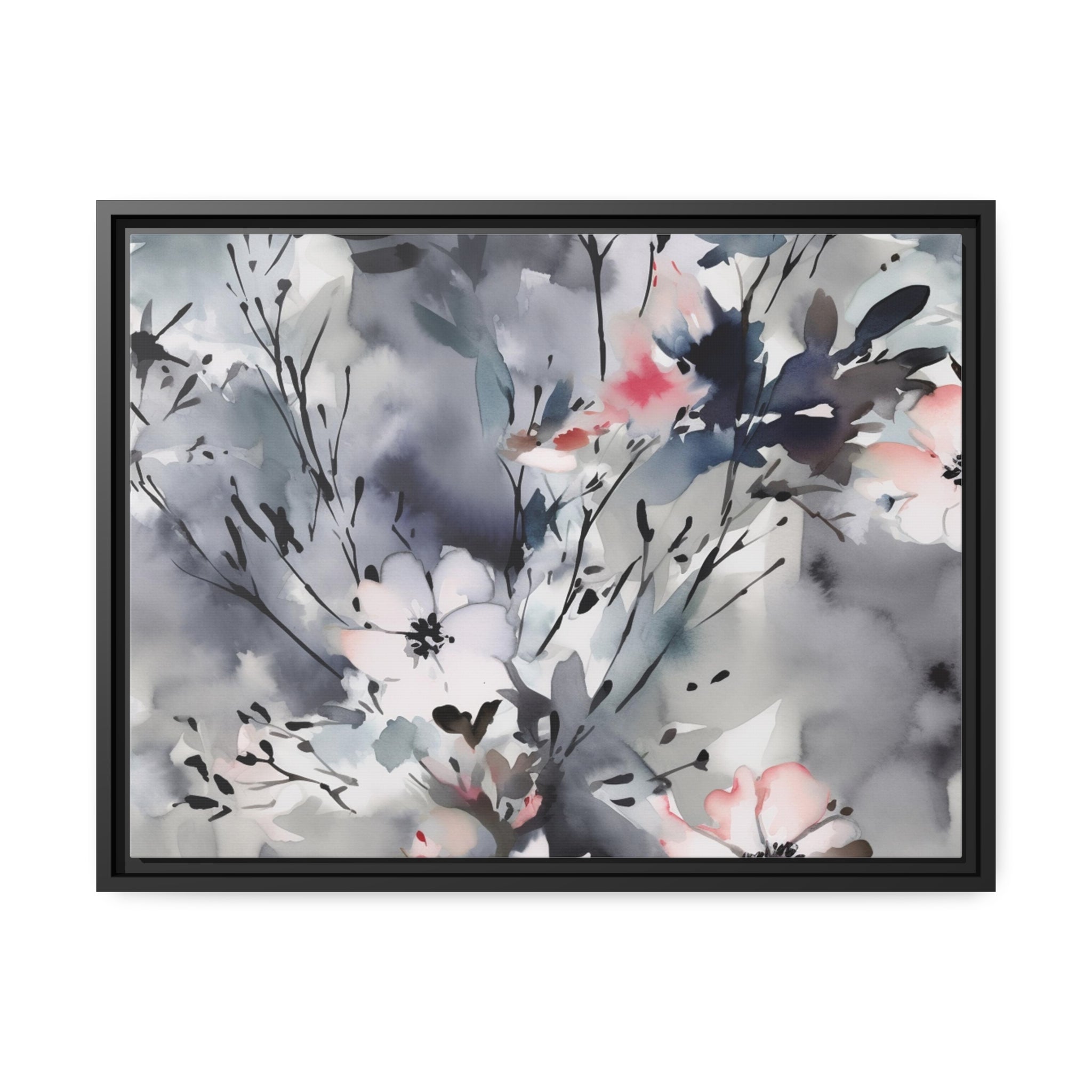 Japanese Flora I Matte Canvas, Black Frame