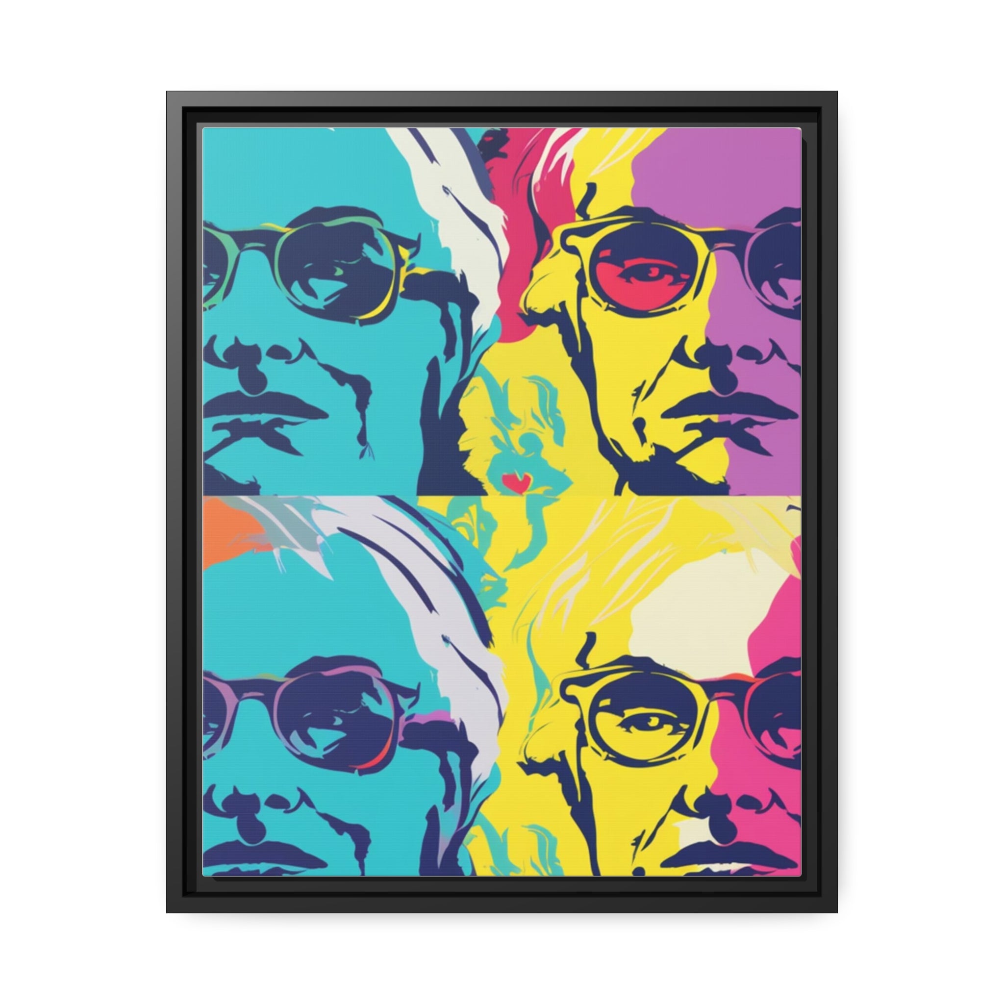 Pop Art Inspired by Andy B Matte Canvas, Black Frame