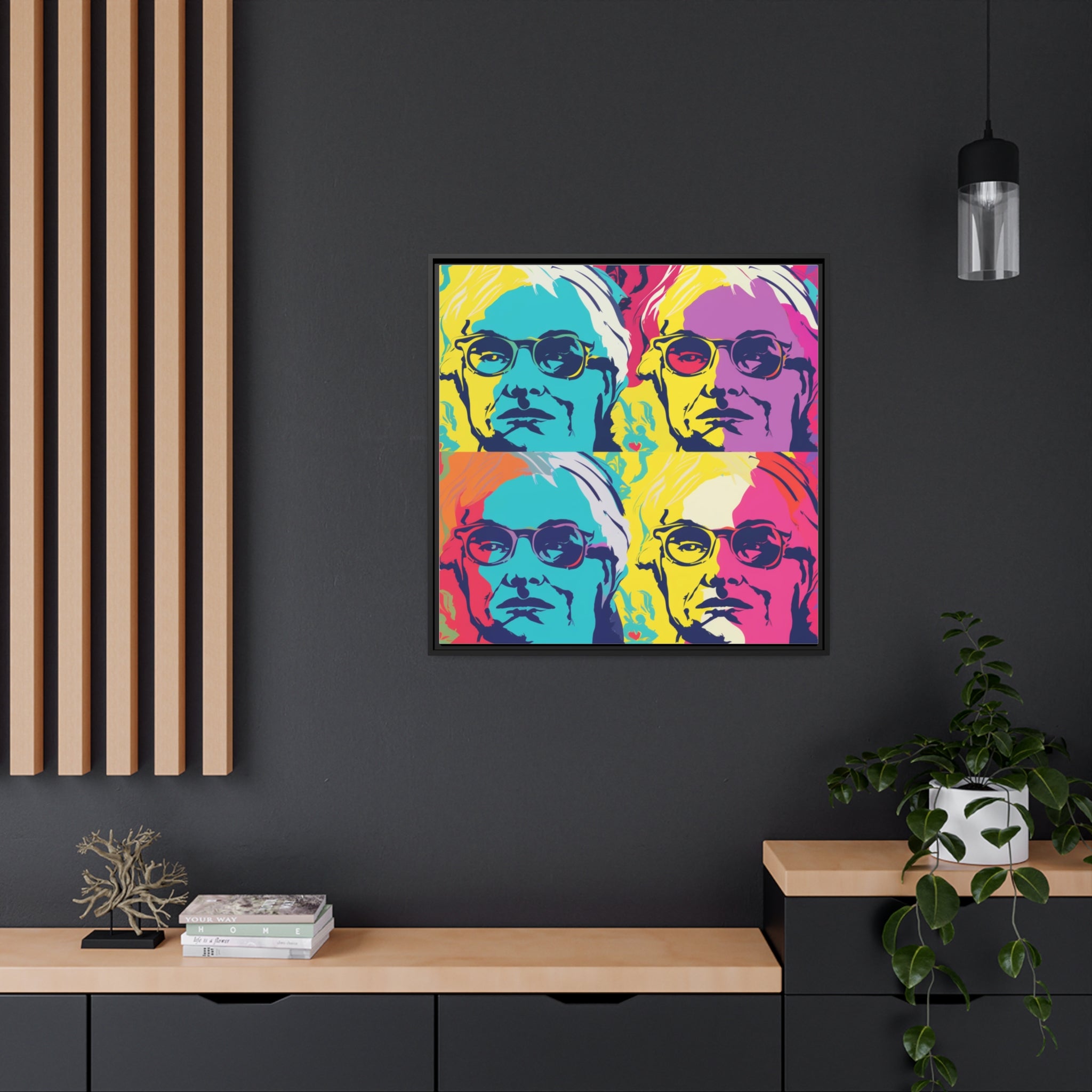 Pop Art Inspired by Andy B Matte Canvas, Black Frame