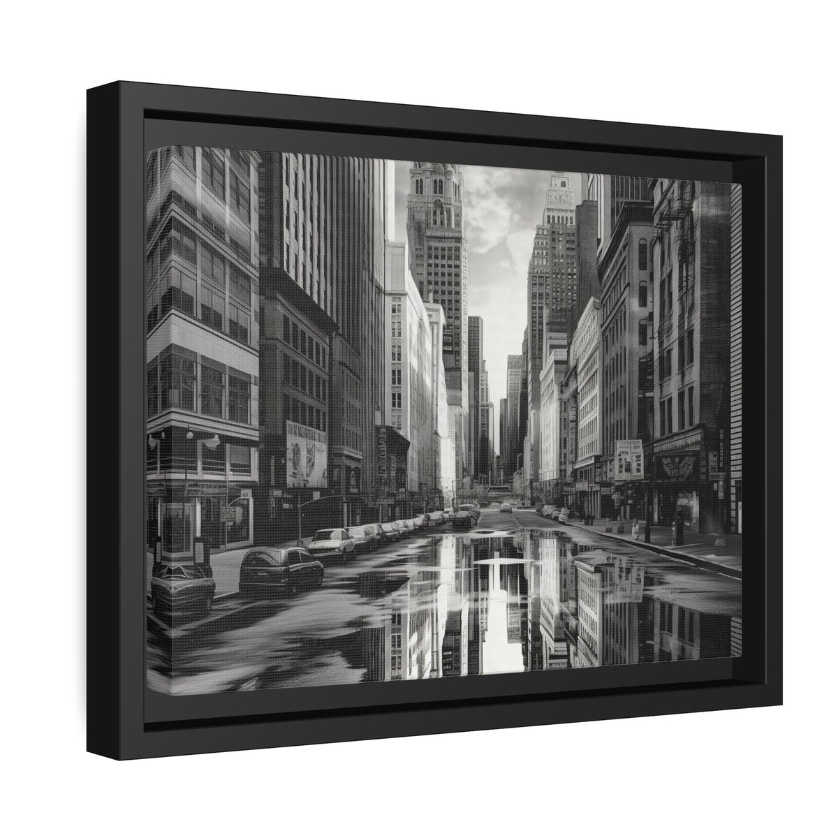 Cityscape II Matte Canvas, Black Frame