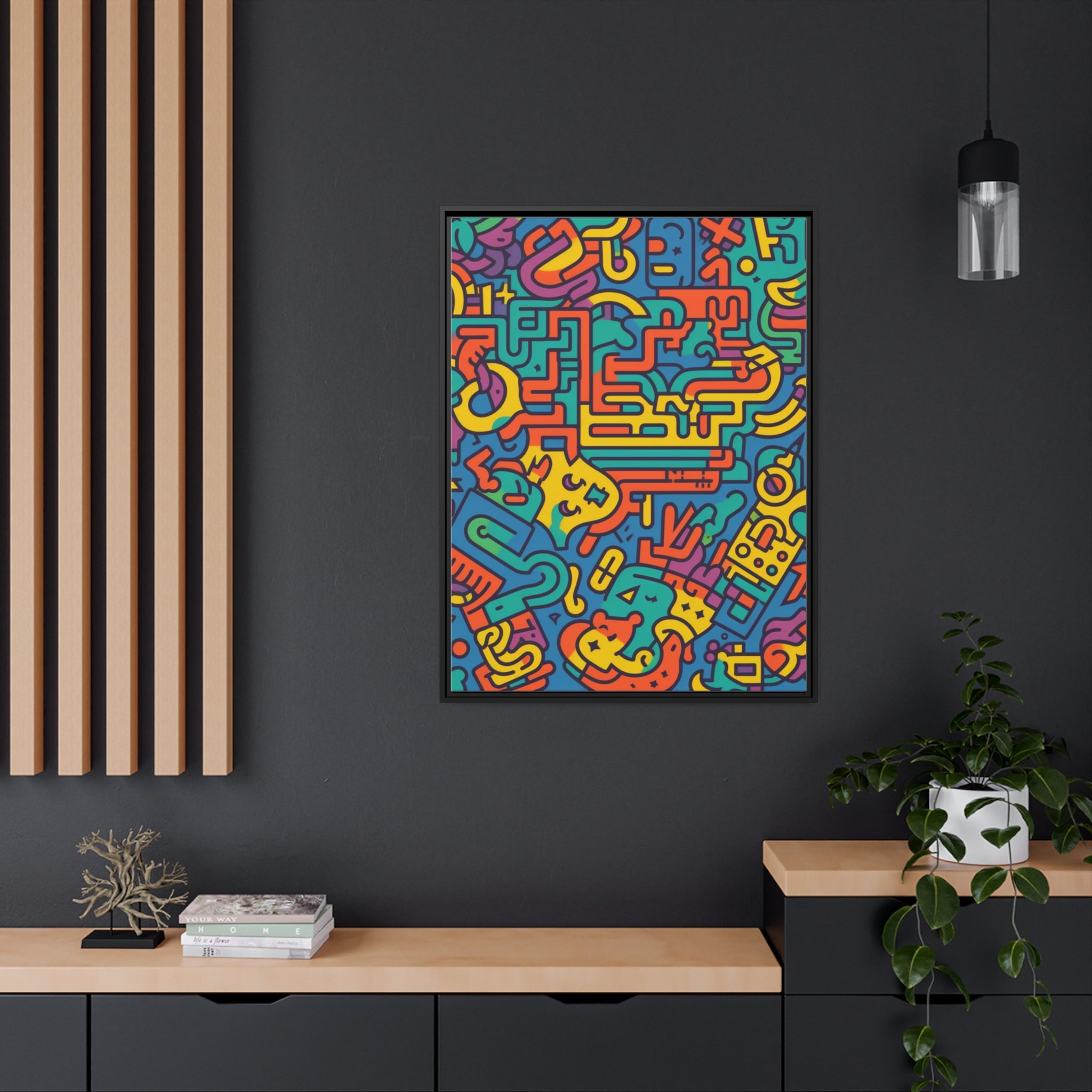 Pop Art Inspired by Keith C Matte Canvas, Black Frame