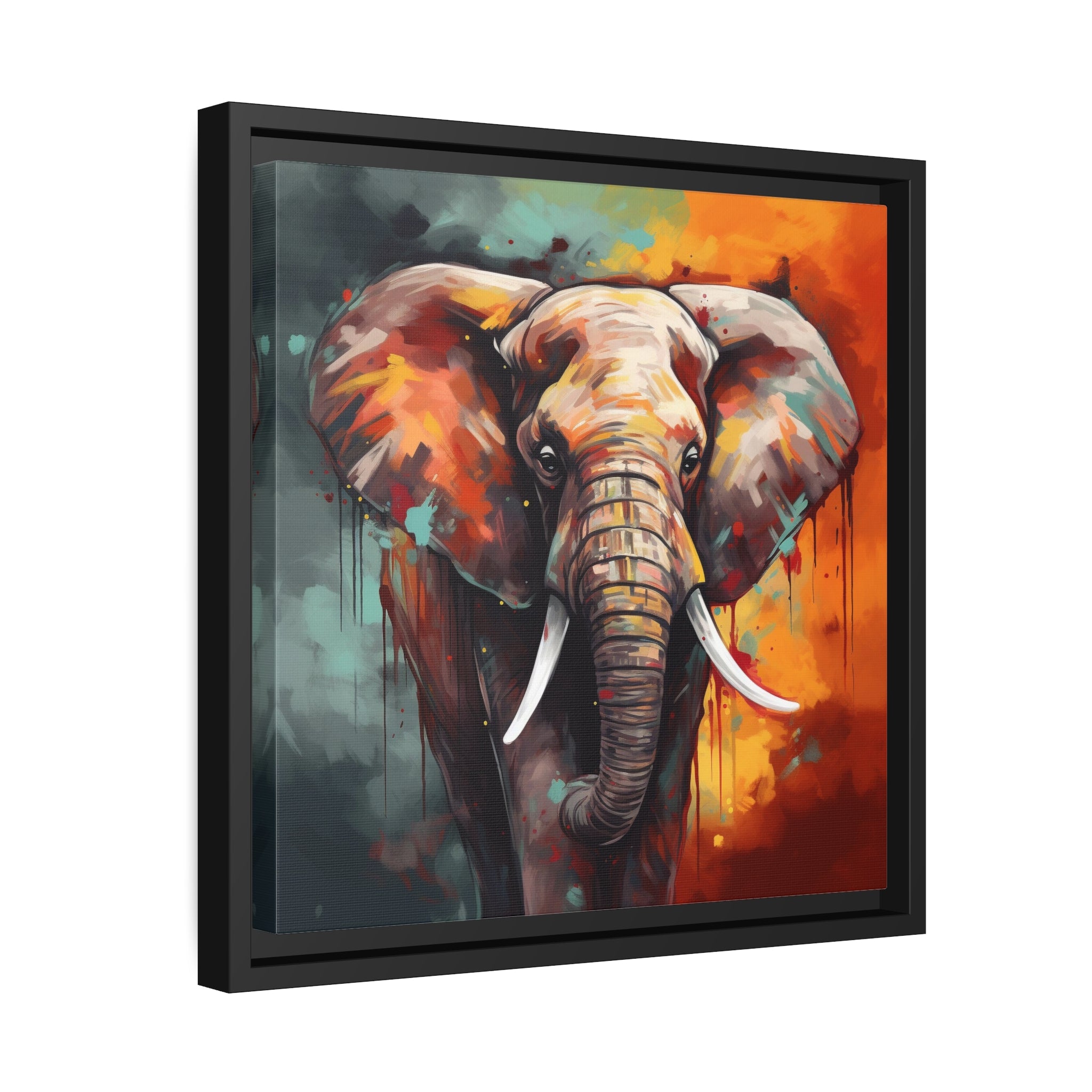 Majestic Elephant Matte Canvas, Black Frame - Noire Faire