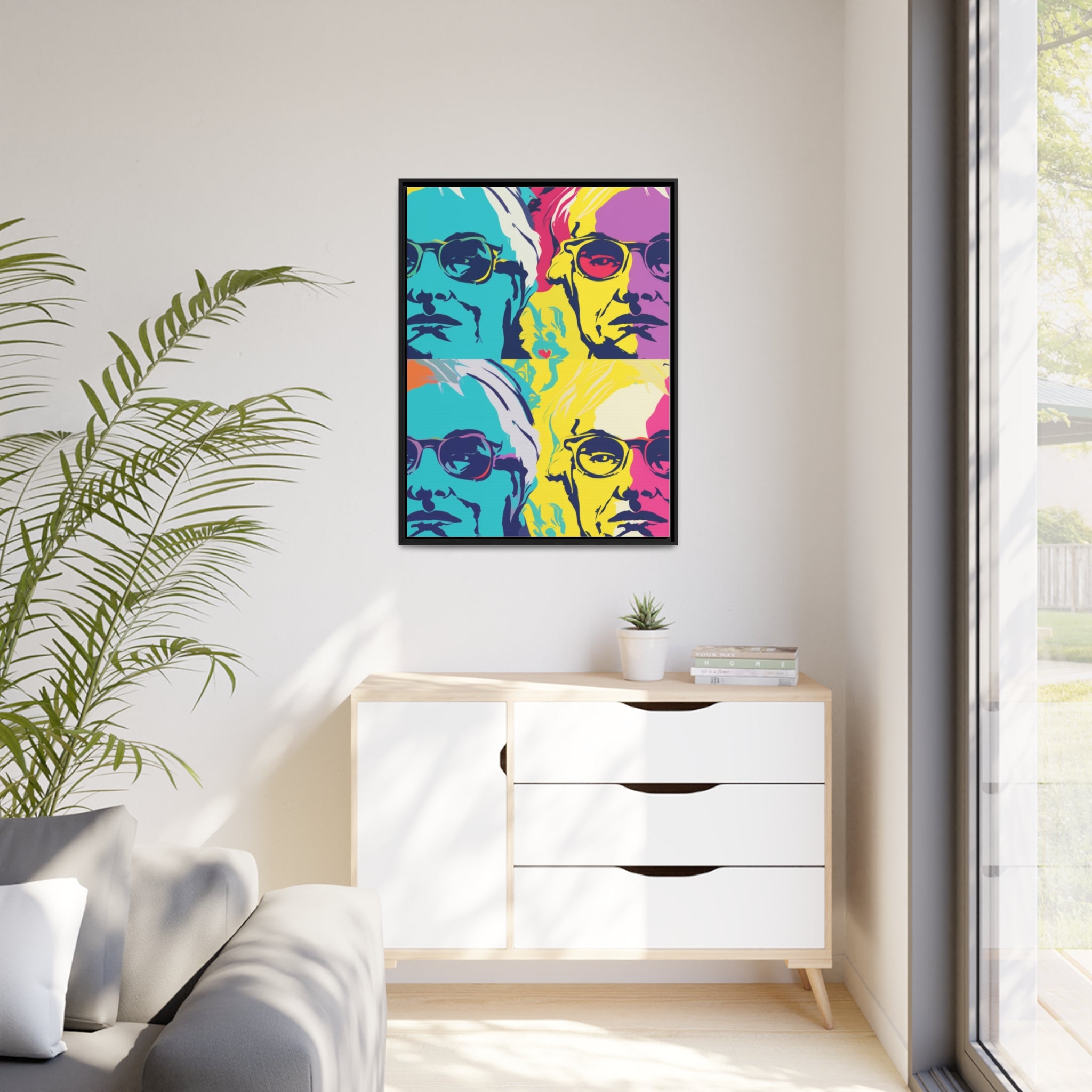 Pop Art Inspired by Andy B Matte Canvas, Black Frame