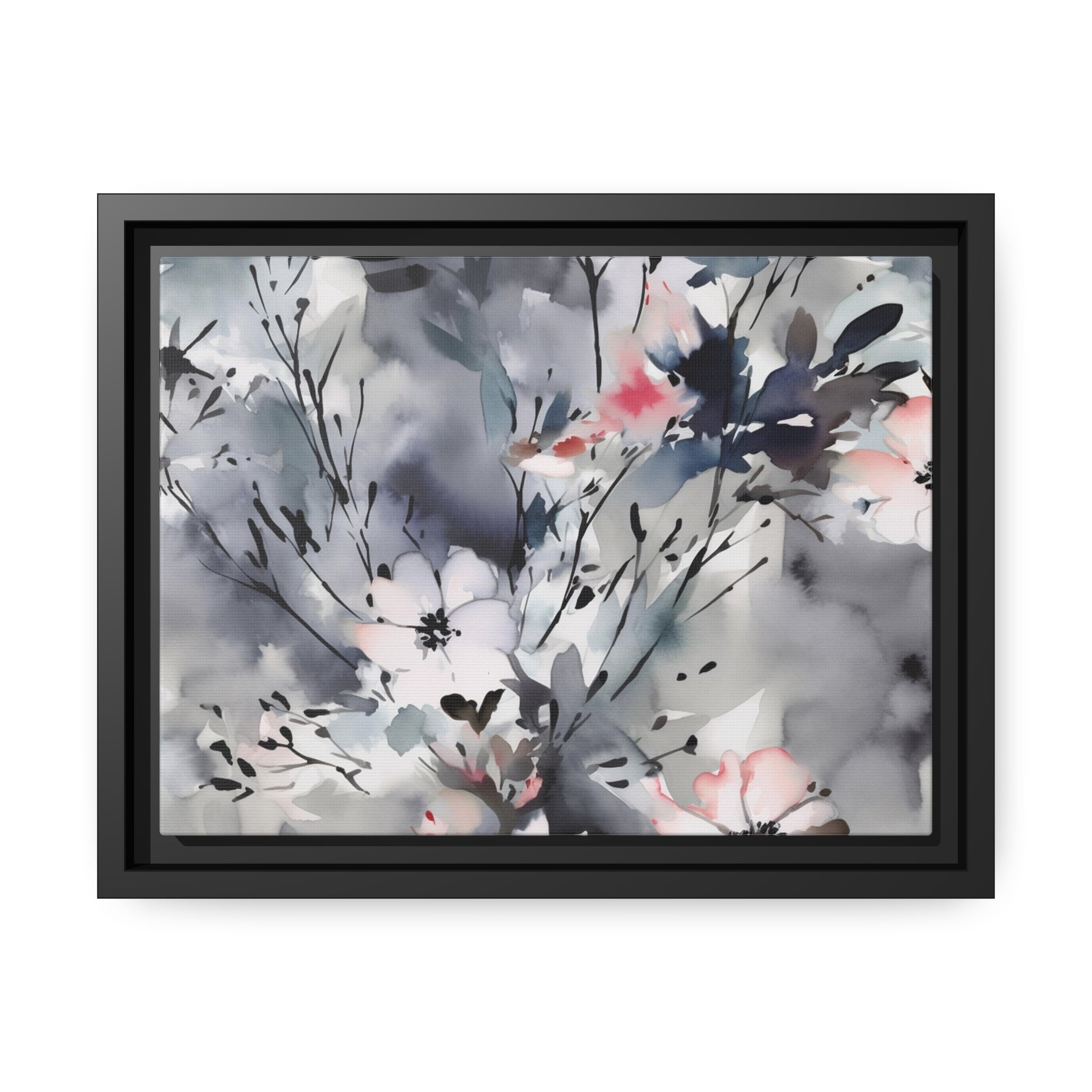 Japanese Flora I Matte Canvas, Black Frame