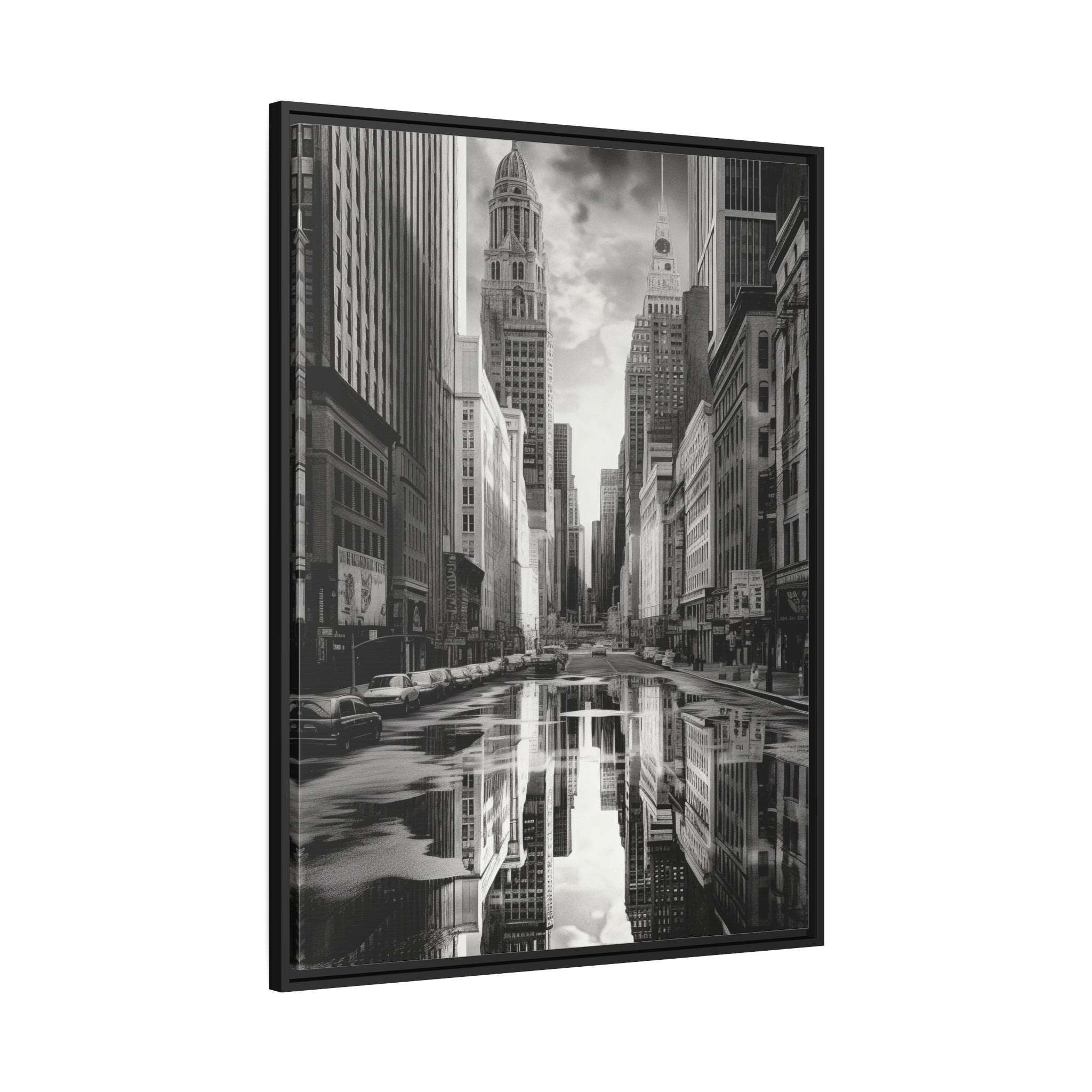 Cityscape II Matte Canvas, Black Frame