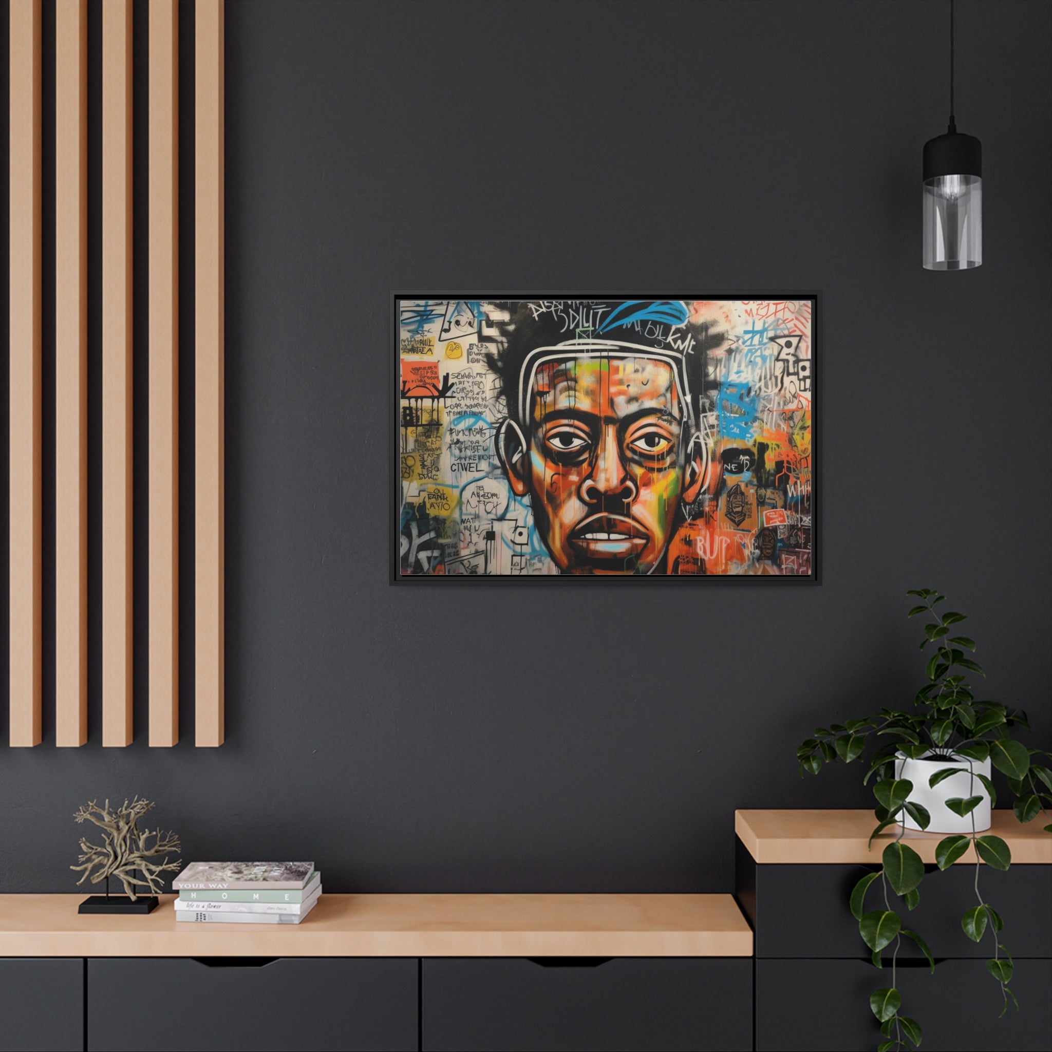 Wall Art Inspired by Jean Mic Matte Canvas, Black Frame