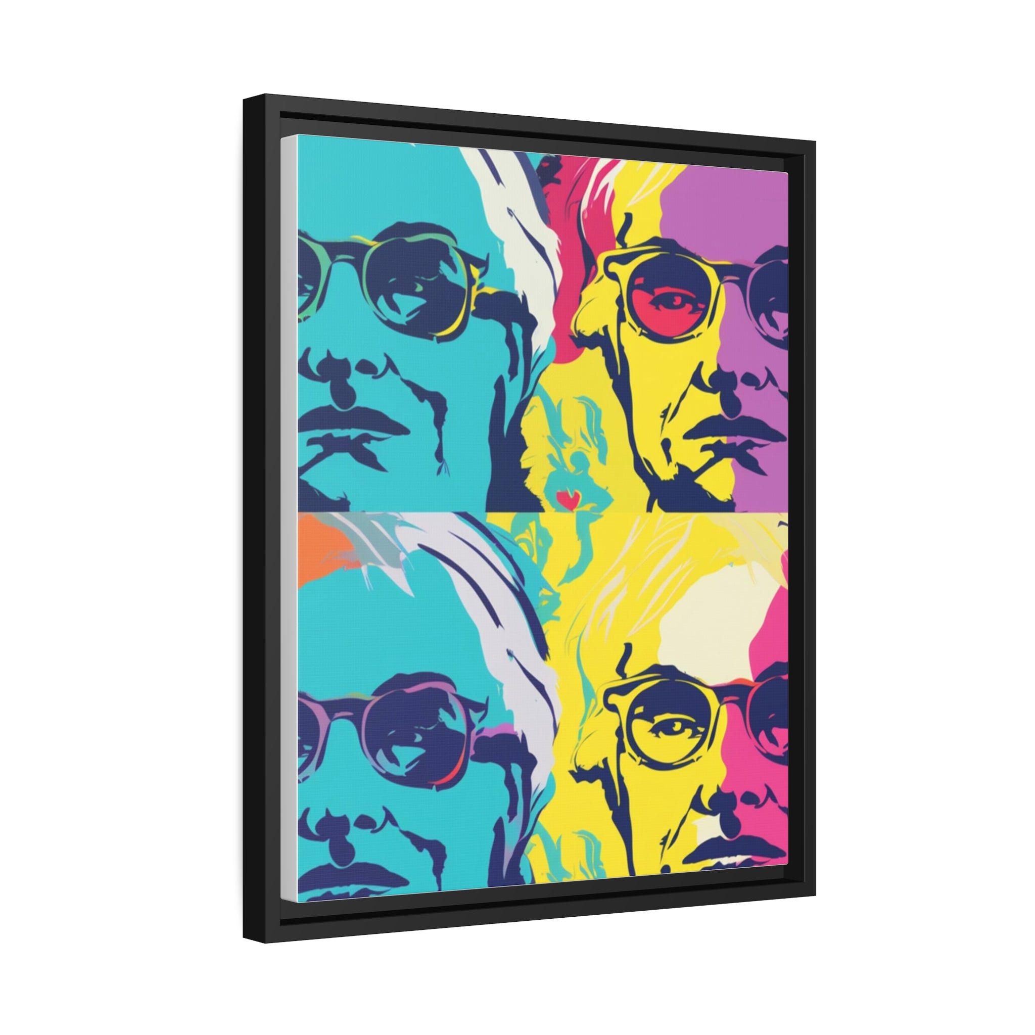 Pop Art Inspired by Andy B Matte Canvas, Black Frame