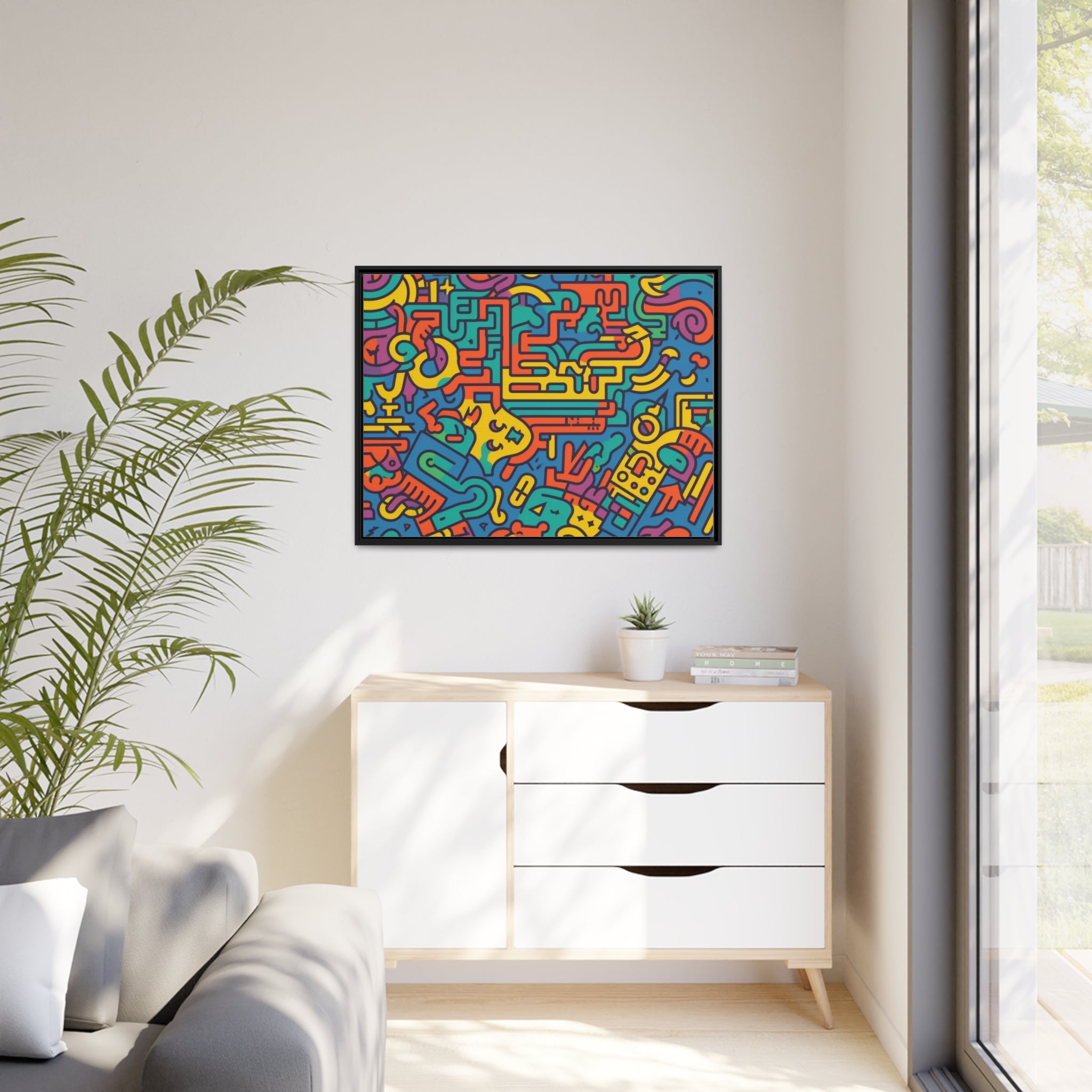 Pop Art Inspired by Keith C Matte Canvas, Black Frame