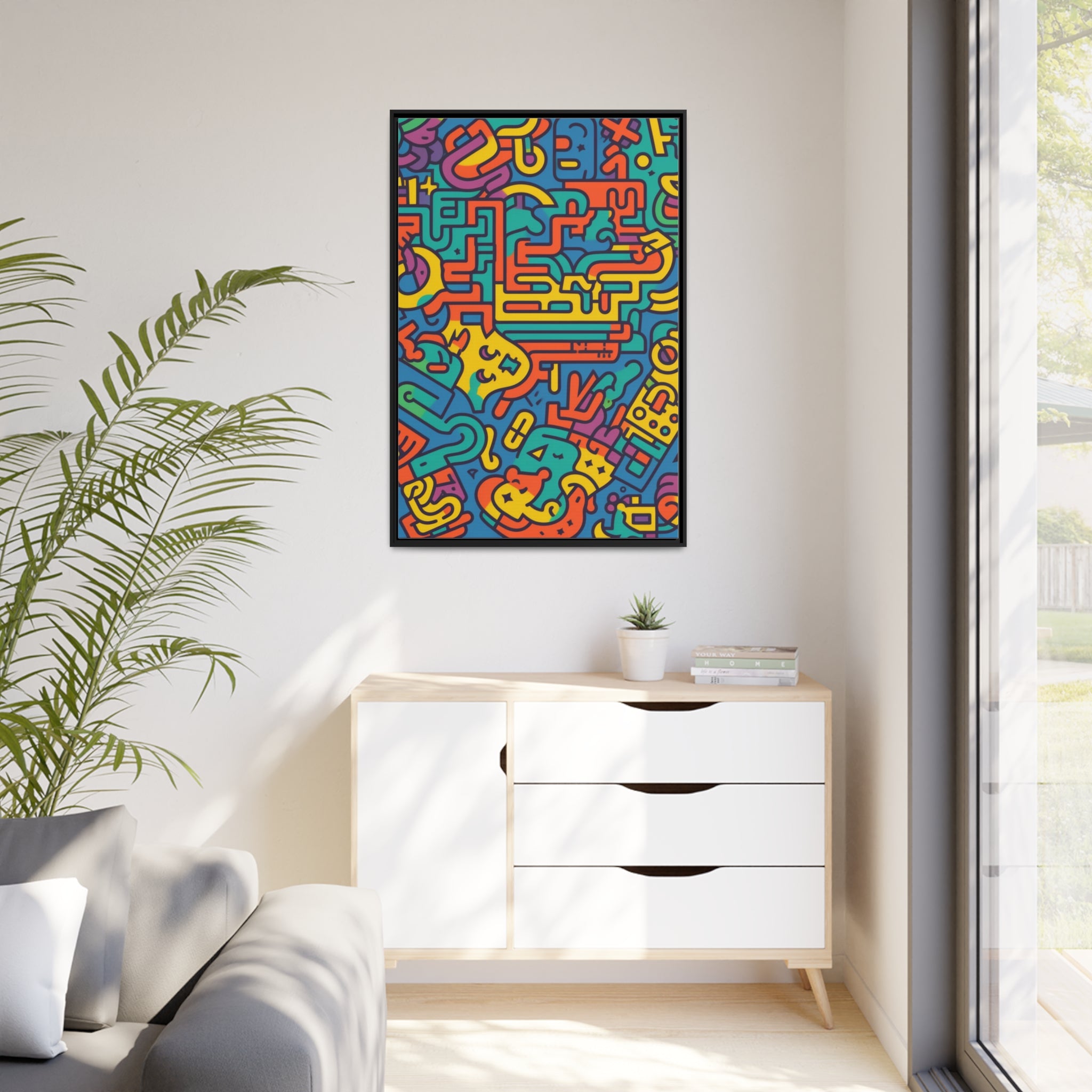 Pop Art Inspired by Keith C Matte Canvas, Black Frame