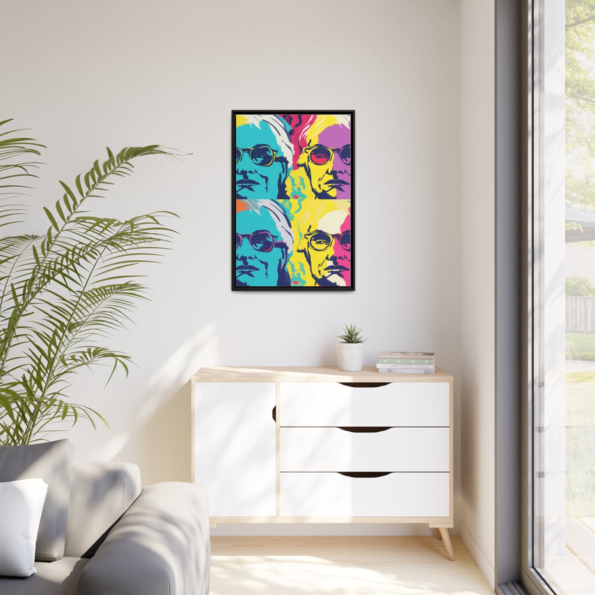 Pop Art Inspired by Andy B Matte Canvas, Black Frame