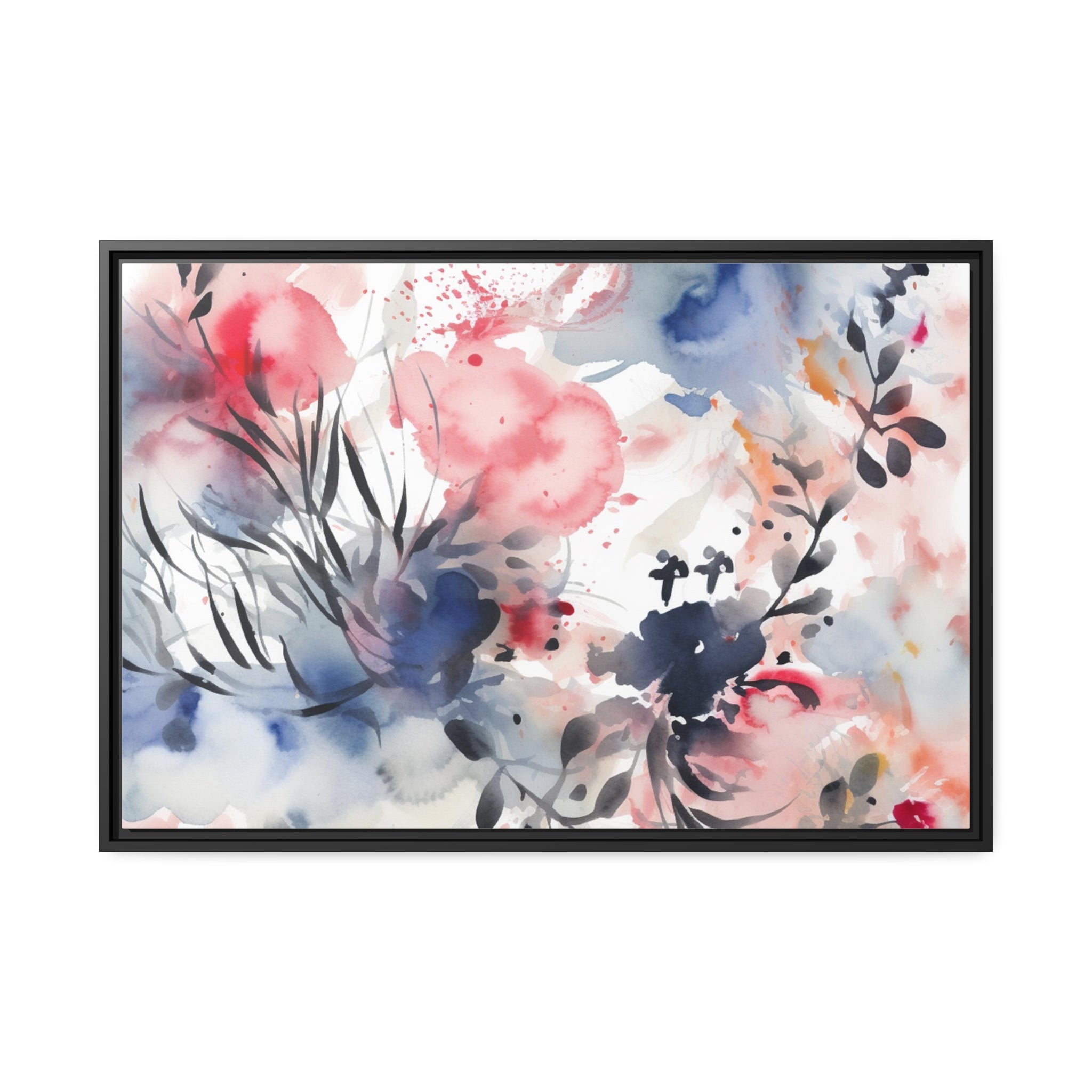 Japanese Flora II Matte Canvas, Black Frame