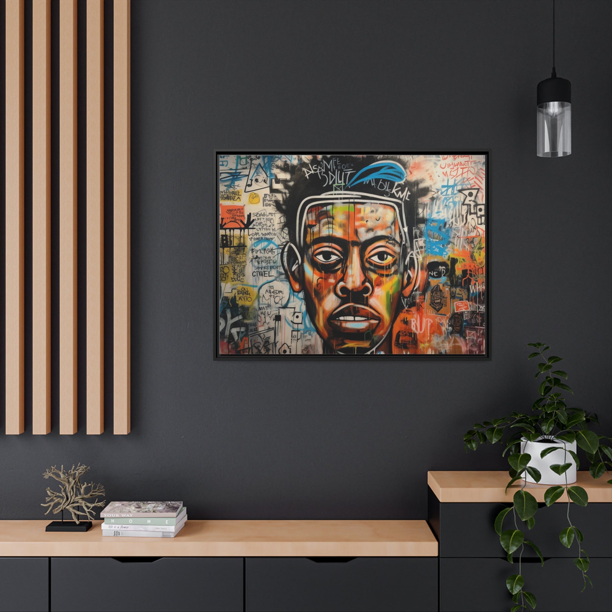 Wall Art Inspired by Jean Mic Matte Canvas, Black Frame