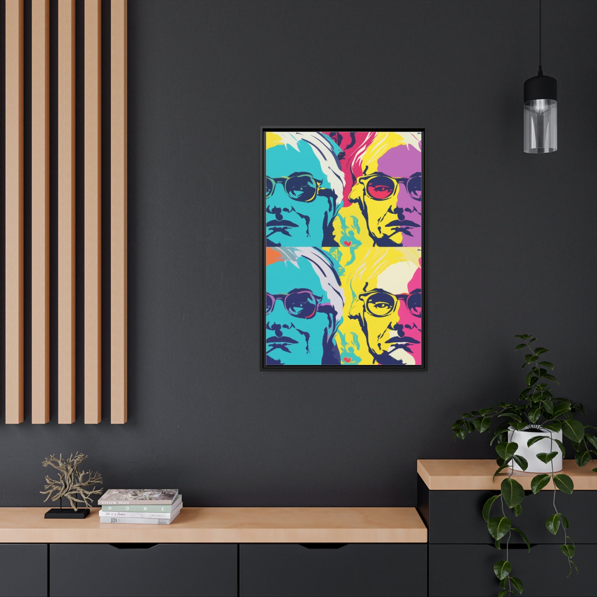 Pop Art Inspired by Andy B Matte Canvas, Black Frame