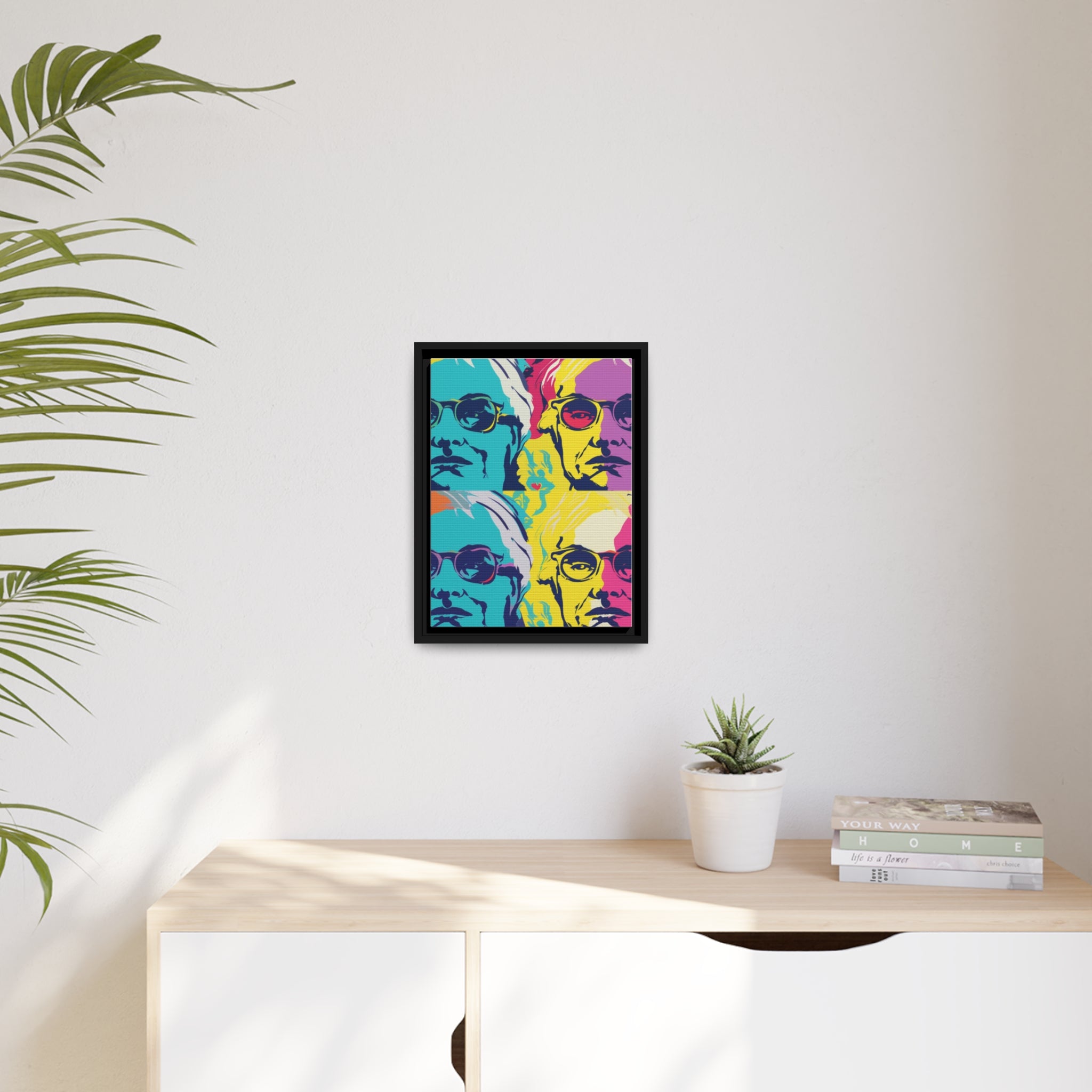 Pop Art Inspired by Andy B Matte Canvas, Black Frame