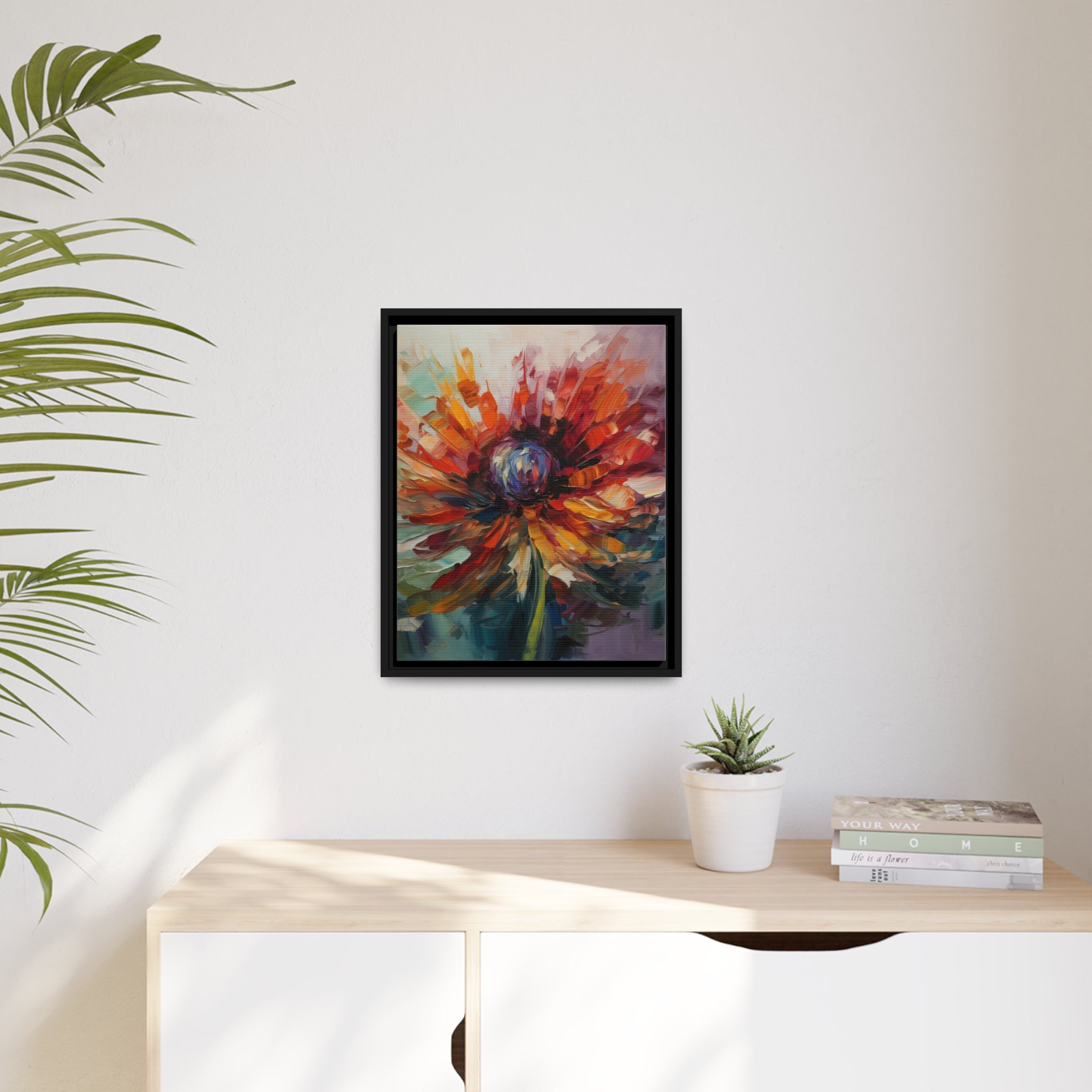 Modern Flora Matte Canvas, Black Frame