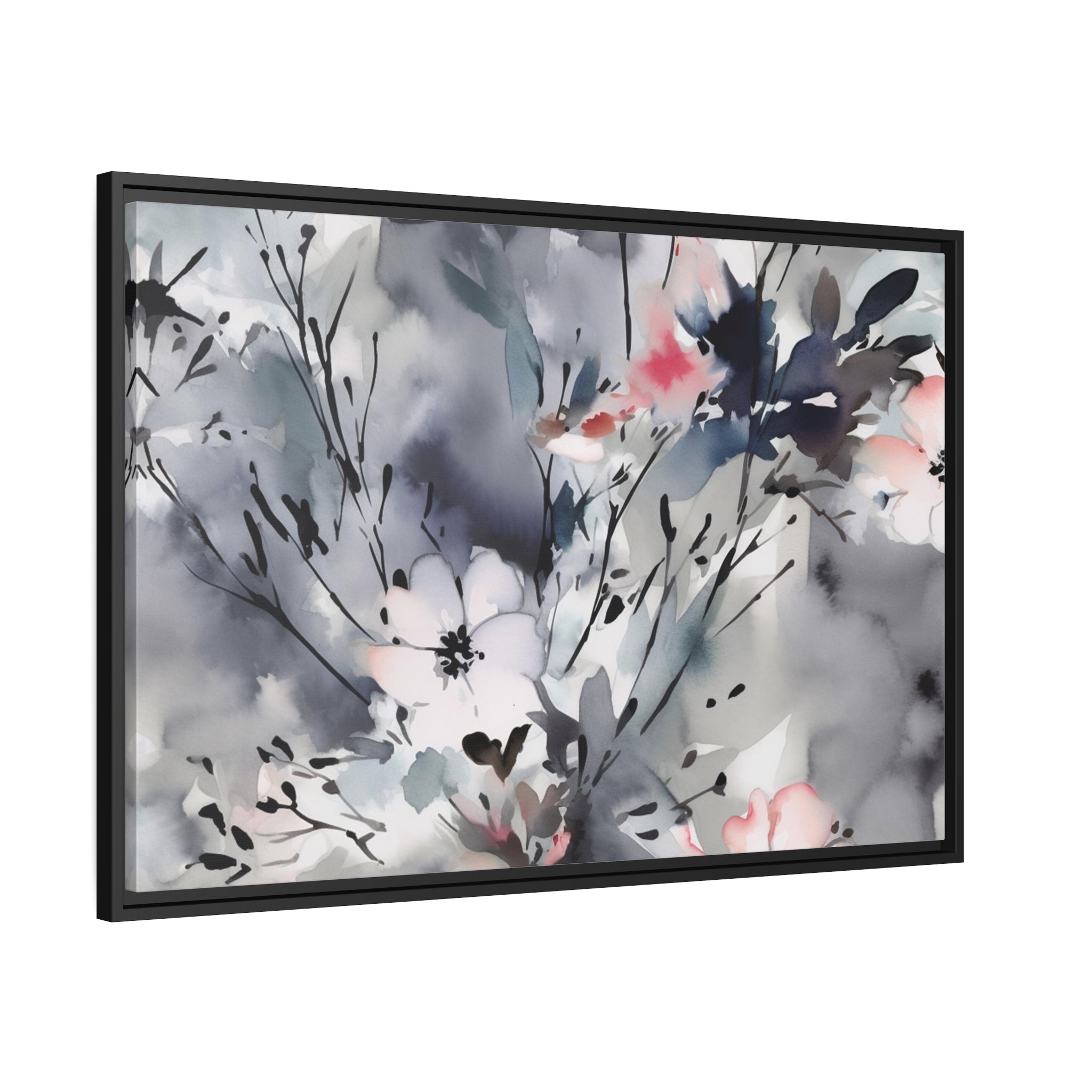 Japanese Flora I Matte Canvas, Black Frame