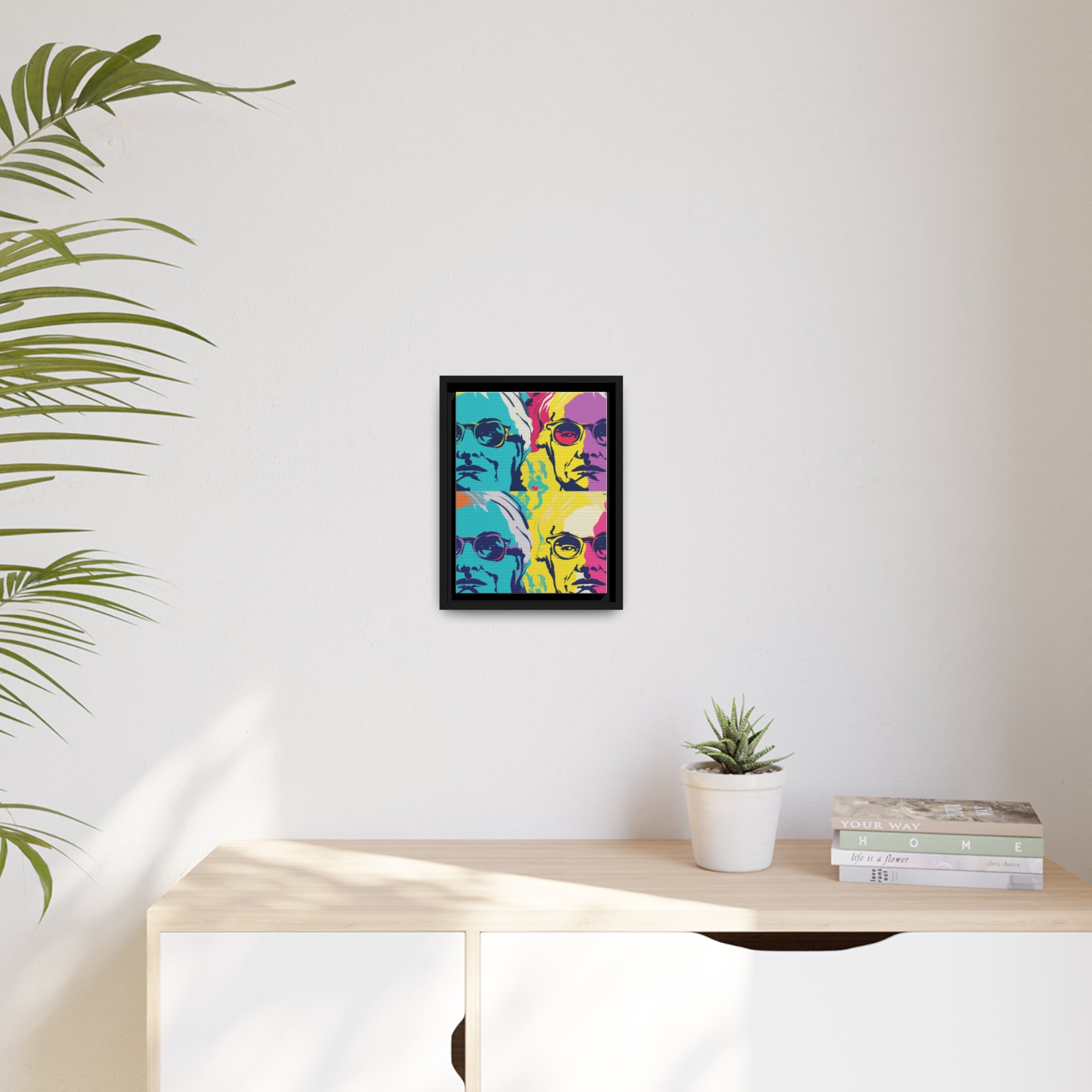 Pop Art Inspired by Andy B Matte Canvas, Black Frame