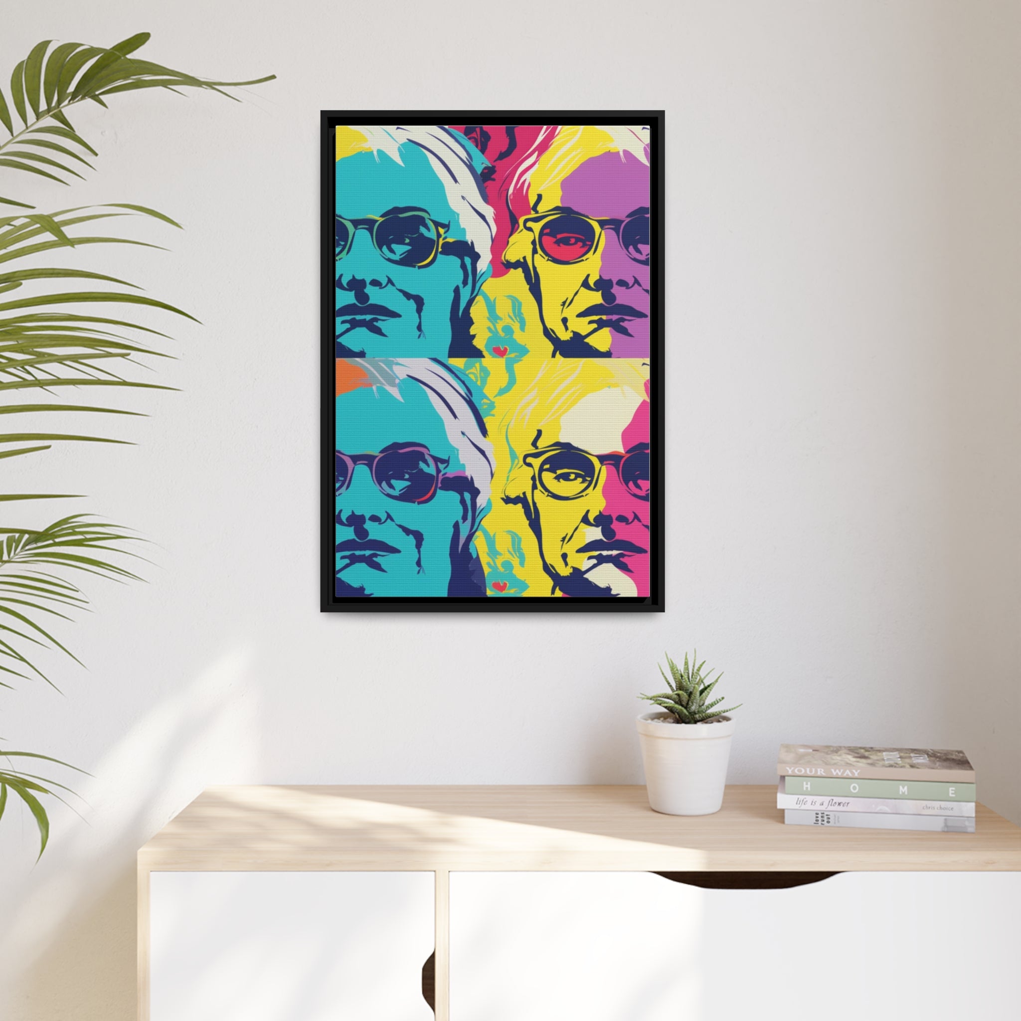 Pop Art Inspired by Andy B Matte Canvas, Black Frame