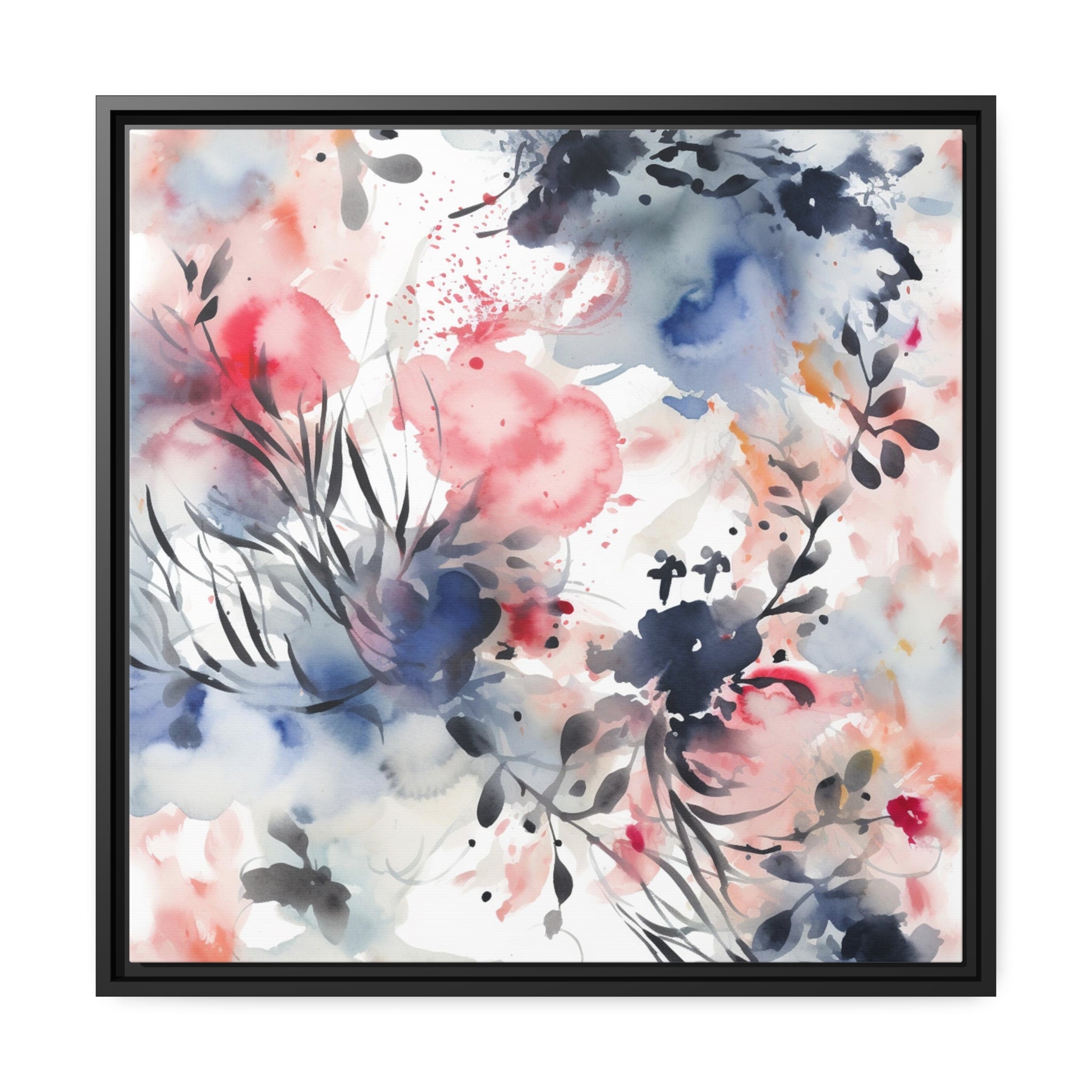 Japanese Flora II Matte Canvas, Black Frame