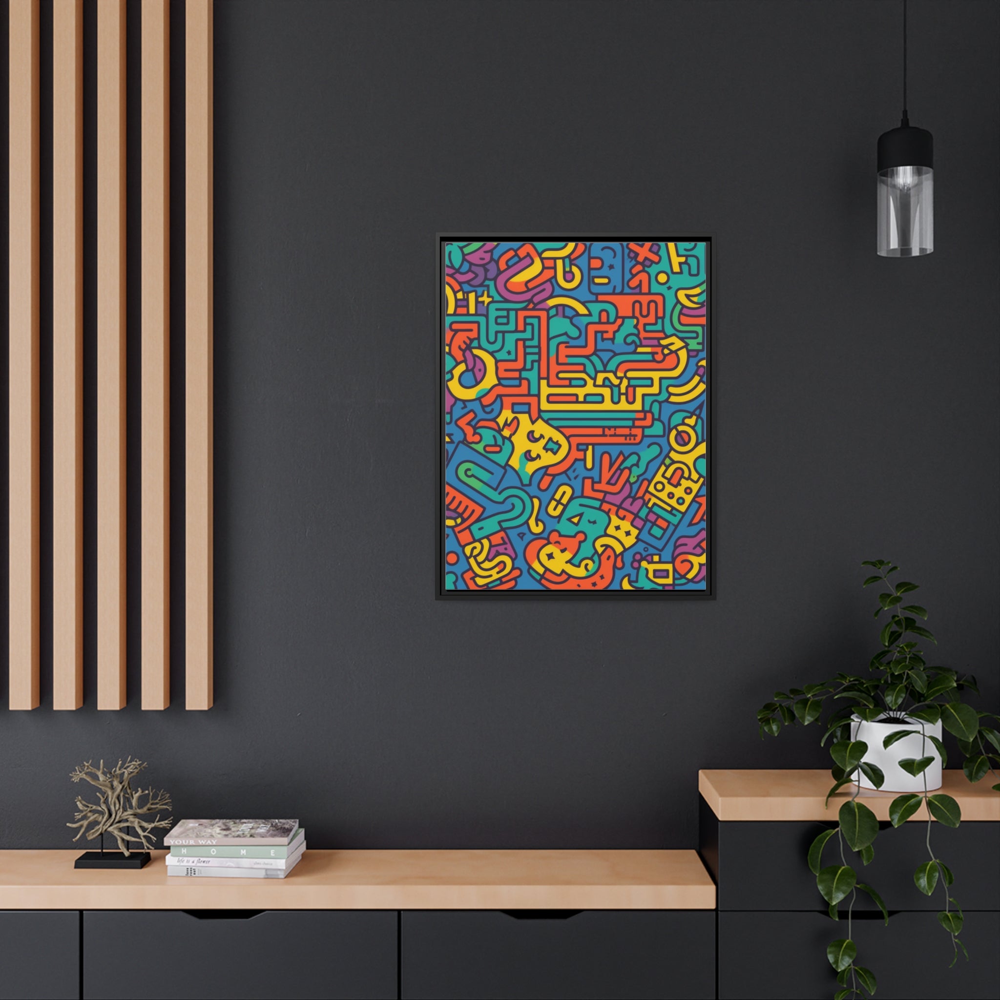 Pop Art Inspired by Keith C Matte Canvas, Black Frame