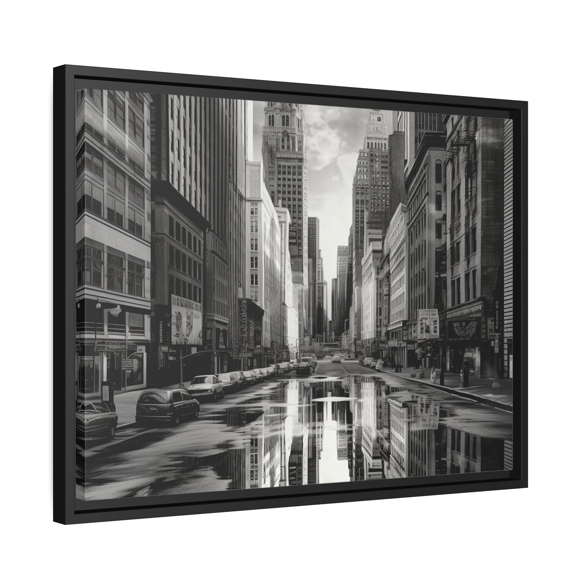 Cityscape II Matte Canvas, Black Frame