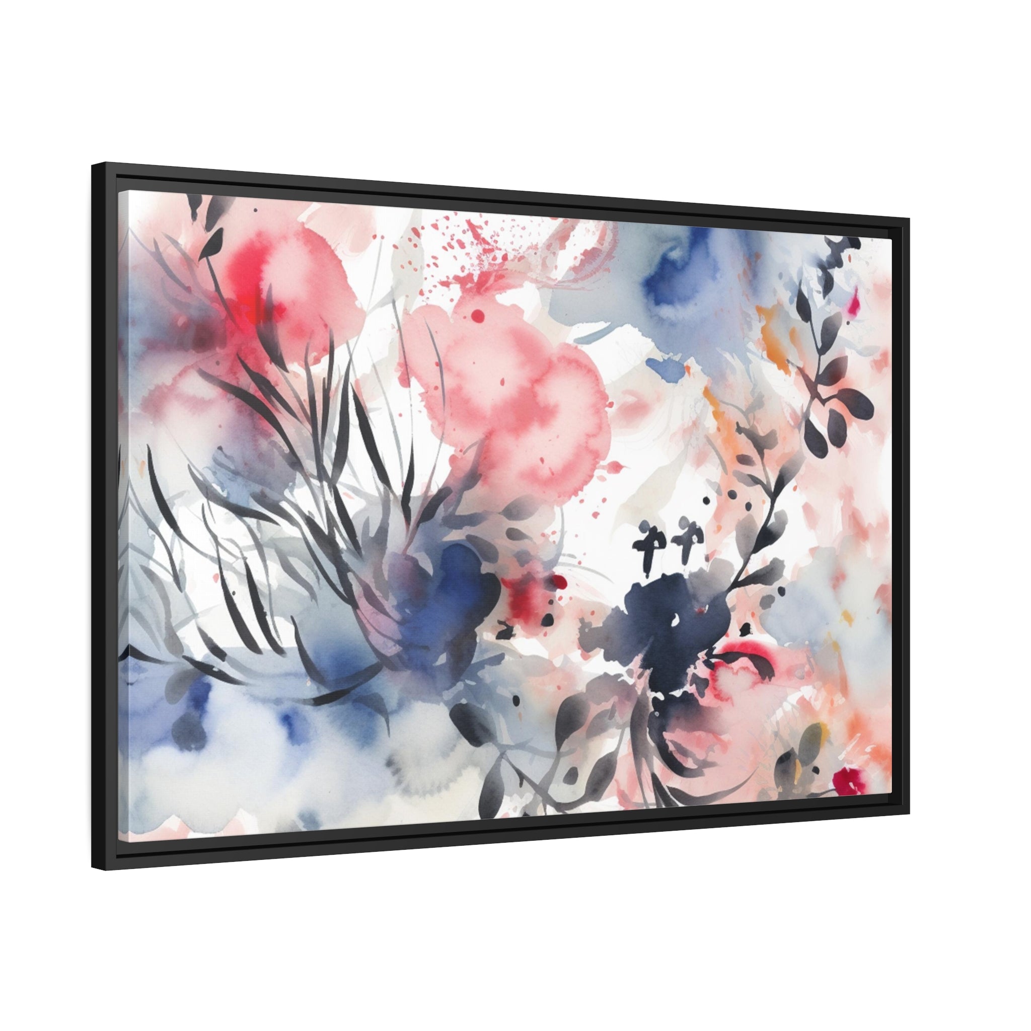 Japanese Flora II Matte Canvas, Black Frame