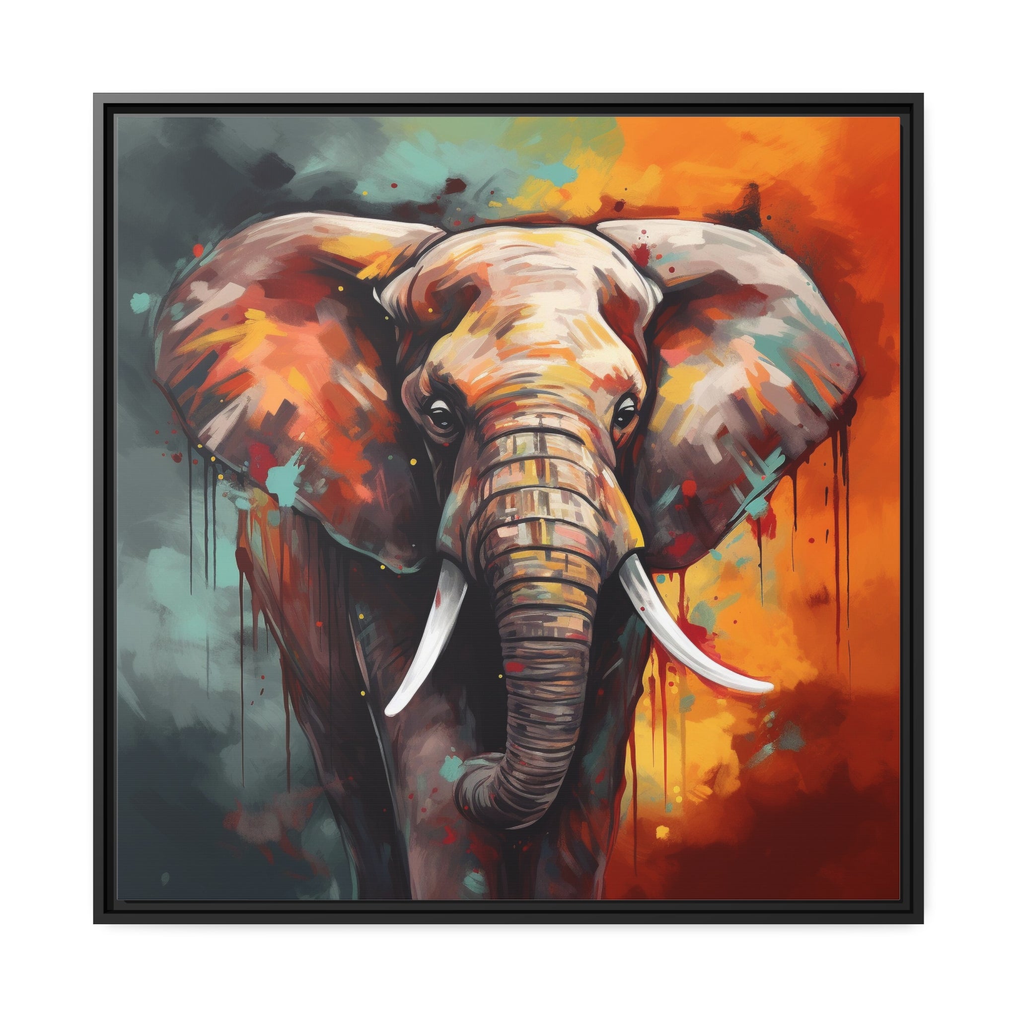 Majestic Elephant Matte Canvas, Black Frame - Noire Faire