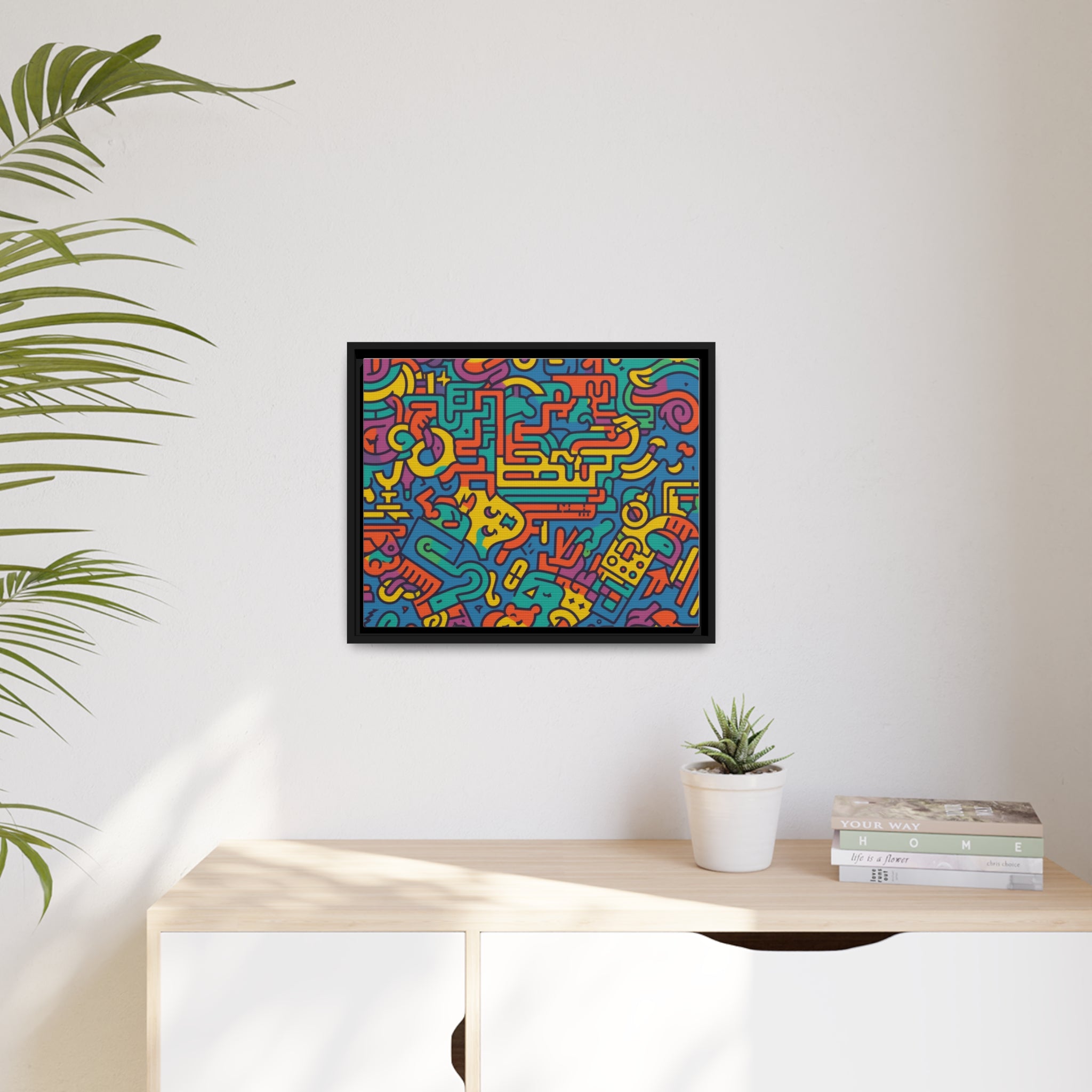 Pop Art Inspired by Keith C Matte Canvas, Black Frame