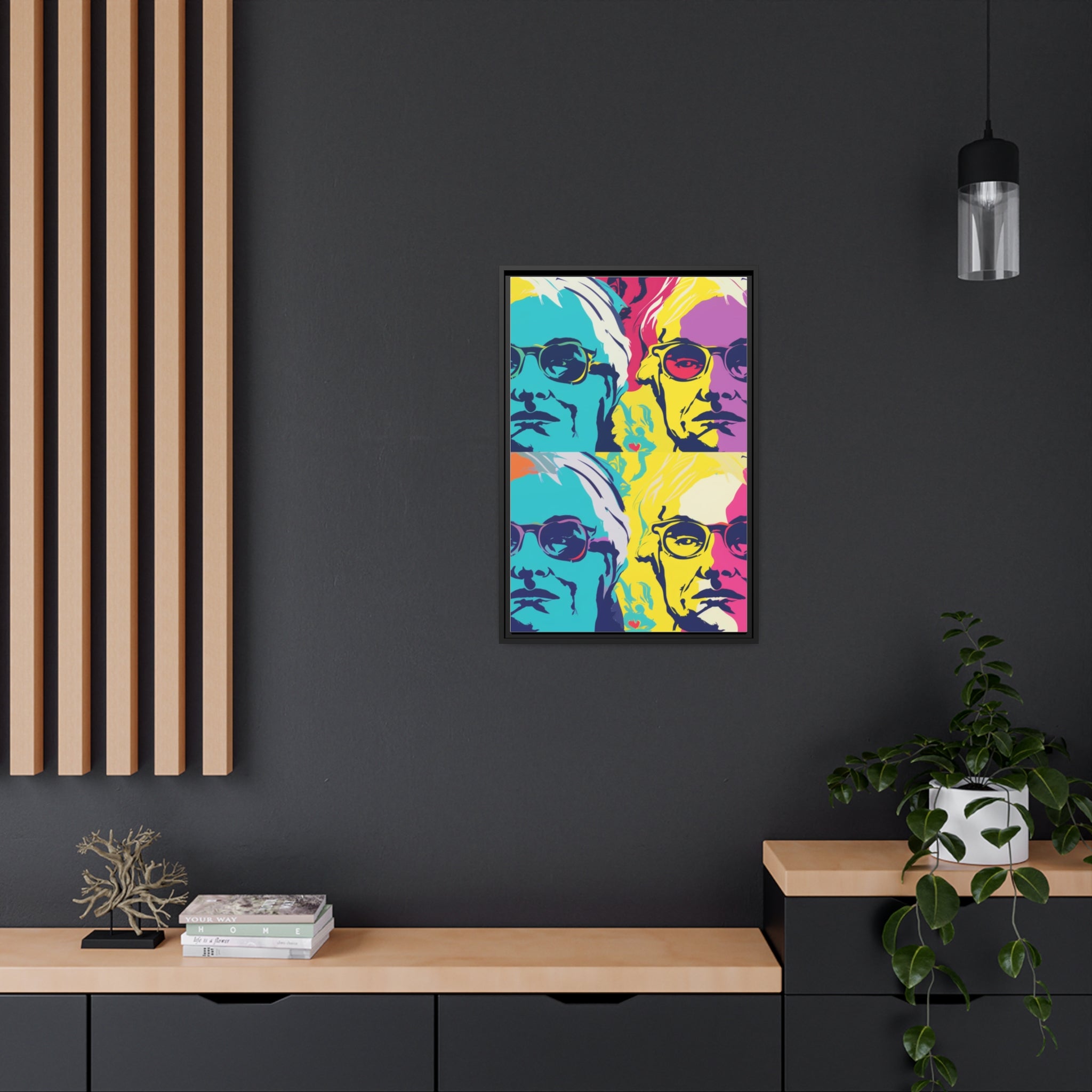 Pop Art Inspired by Andy B Matte Canvas, Black Frame