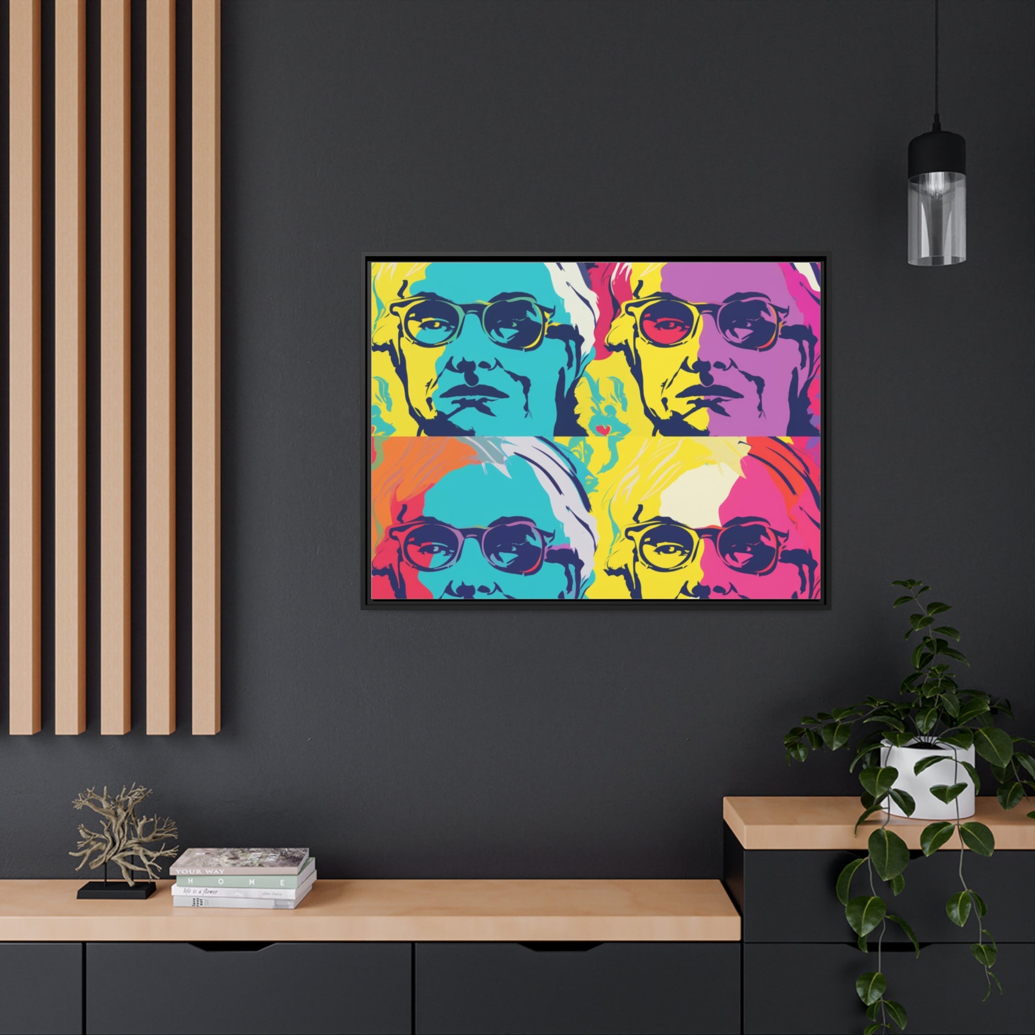 Pop Art Inspired by Andy B Matte Canvas, Black Frame