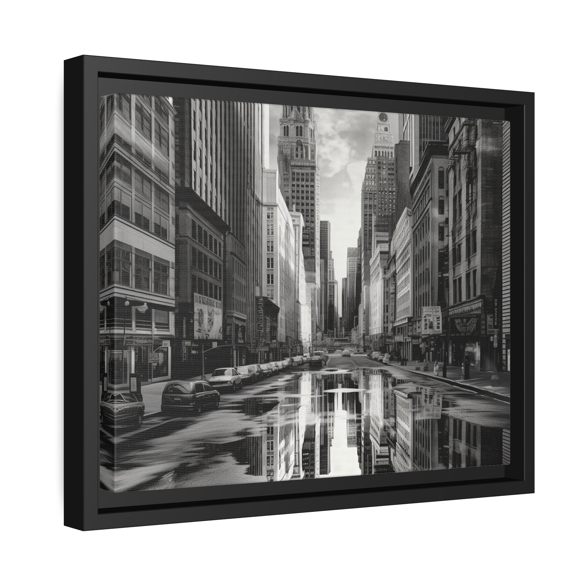 Cityscape II Matte Canvas, Black Frame