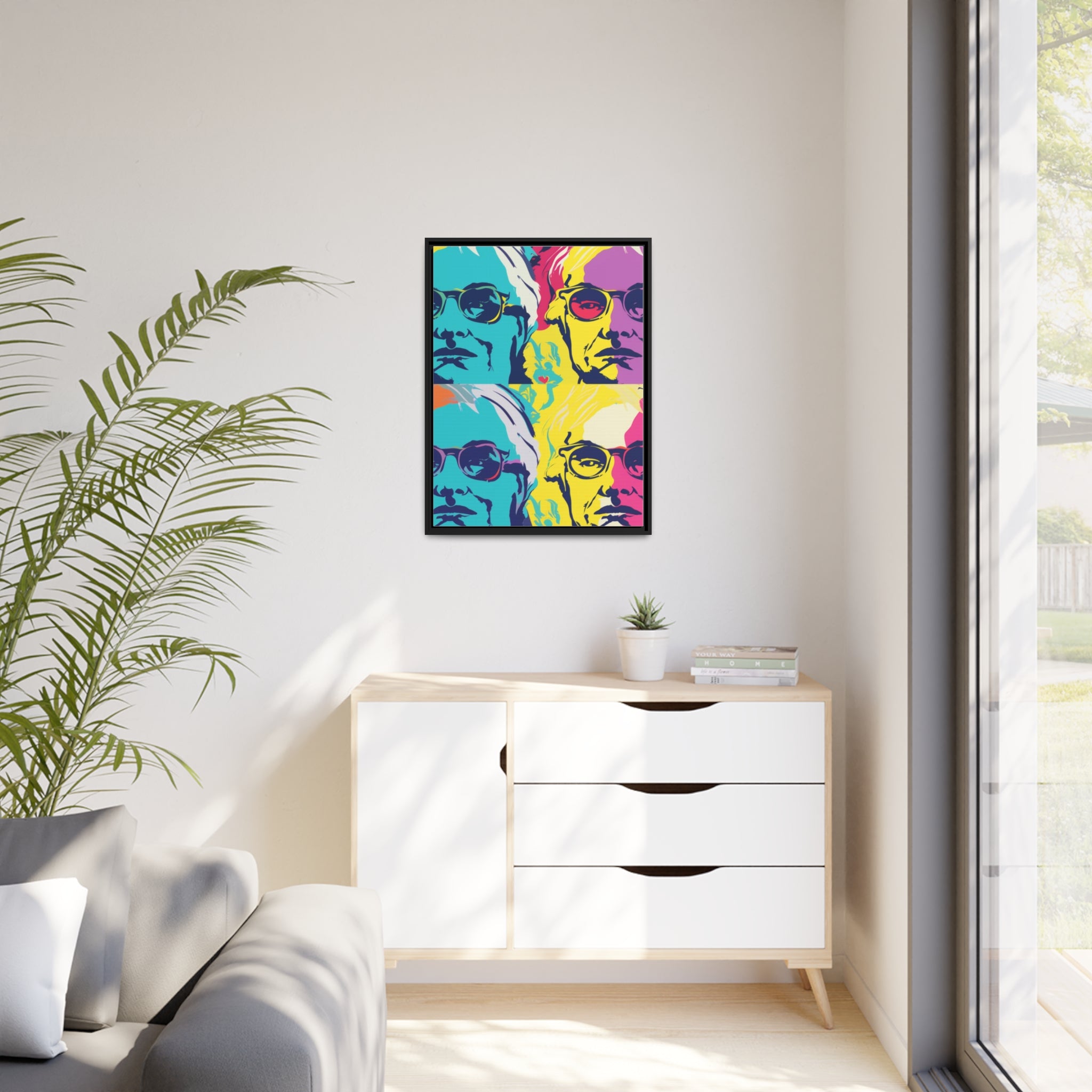 Pop Art Inspired by Andy B Matte Canvas, Black Frame