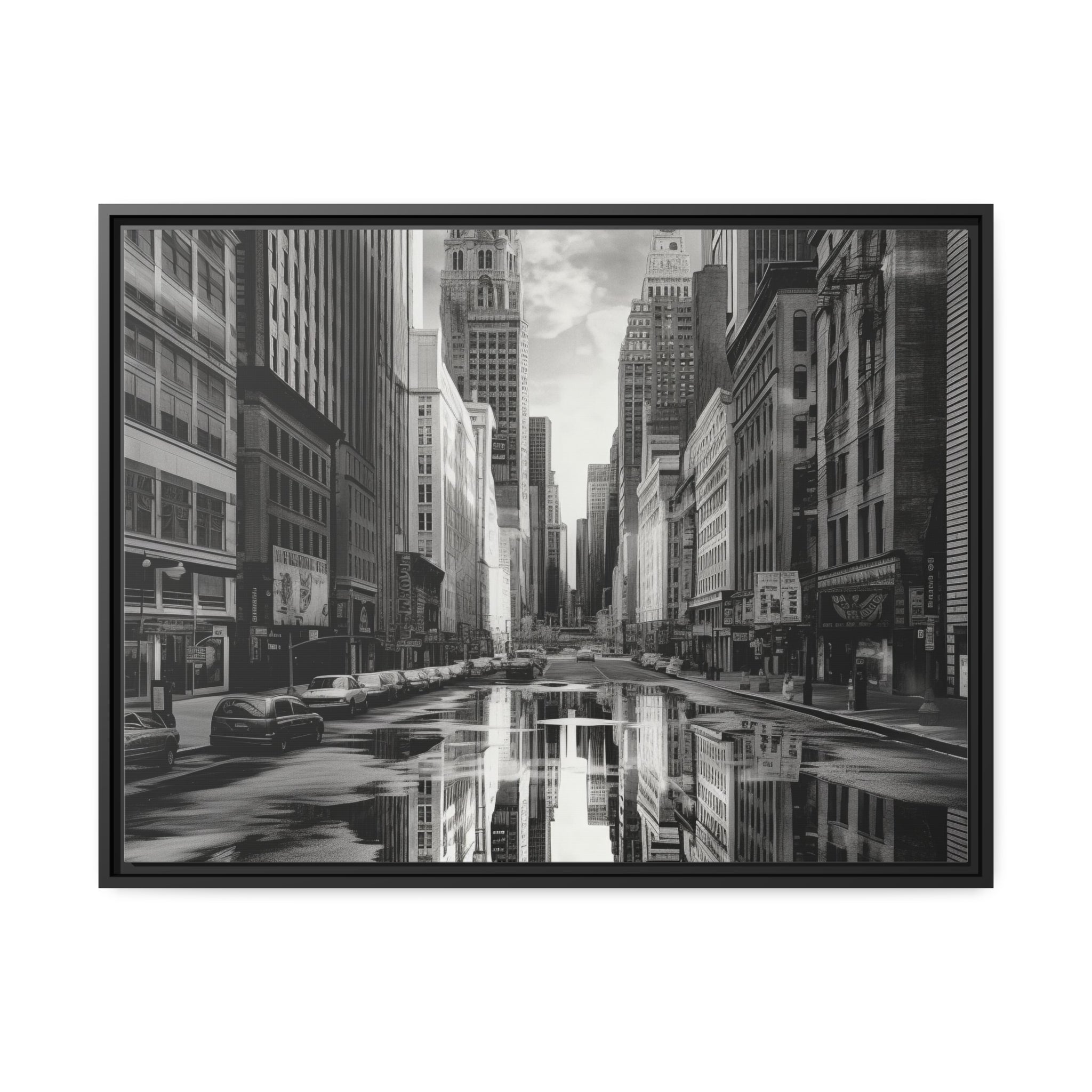 Cityscape II Matte Canvas, Black Frame