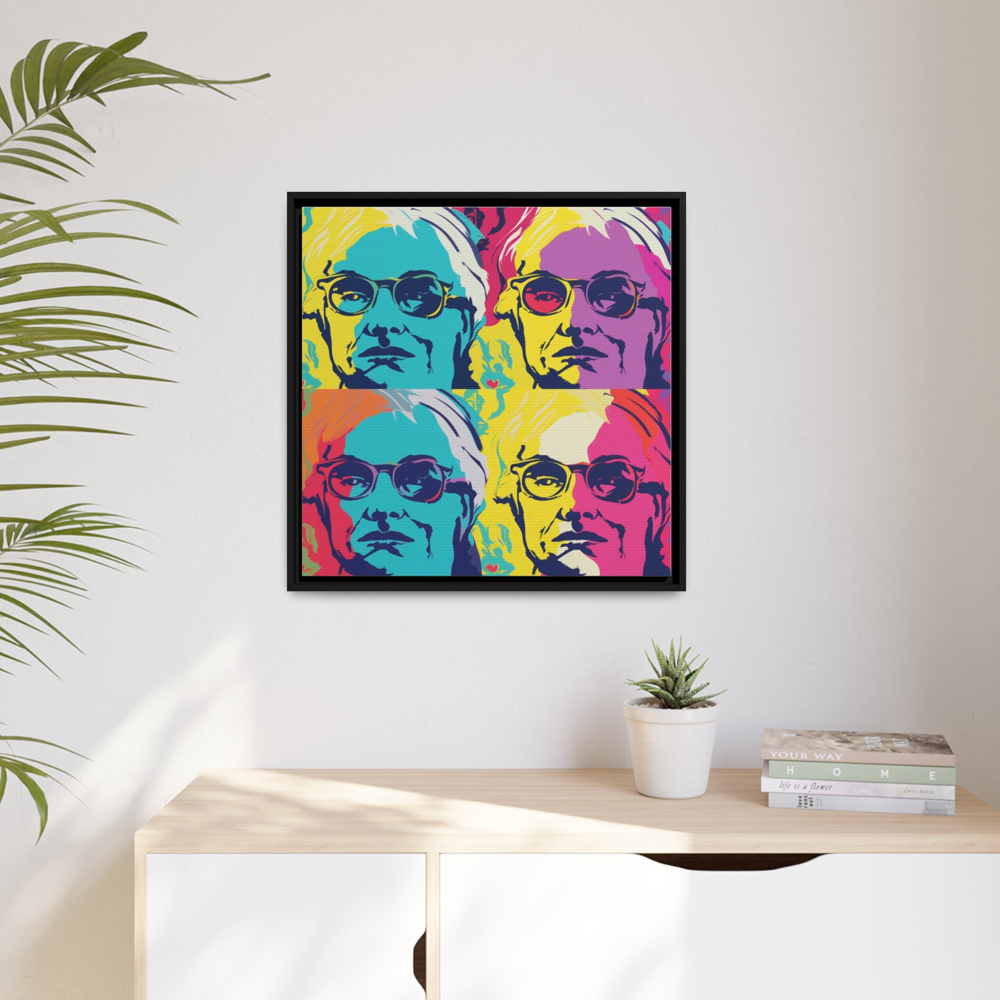 Pop Art Inspired by Andy B Matte Canvas, Black Frame