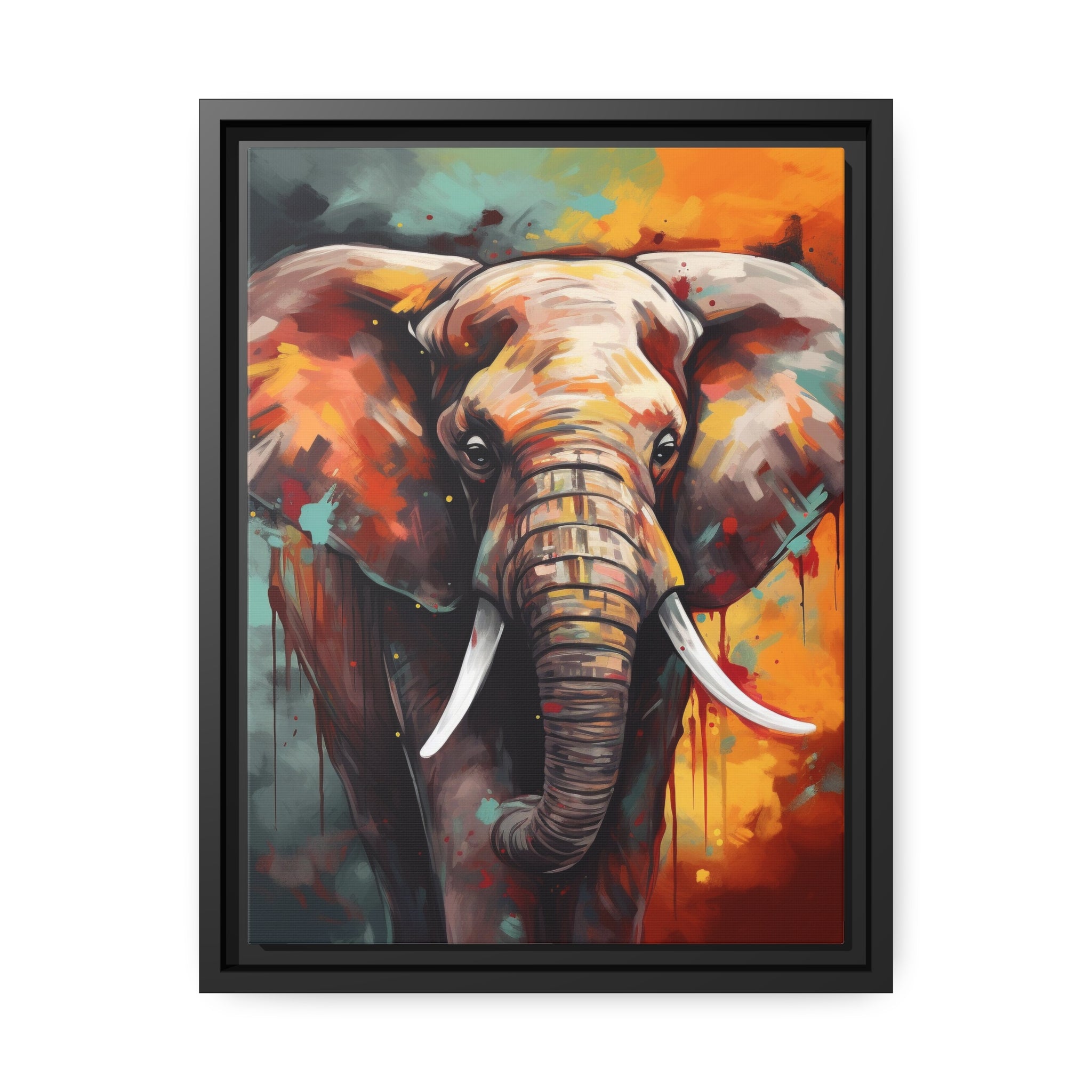 Majestic Elephant Matte Canvas, Black Frame - Noire Faire