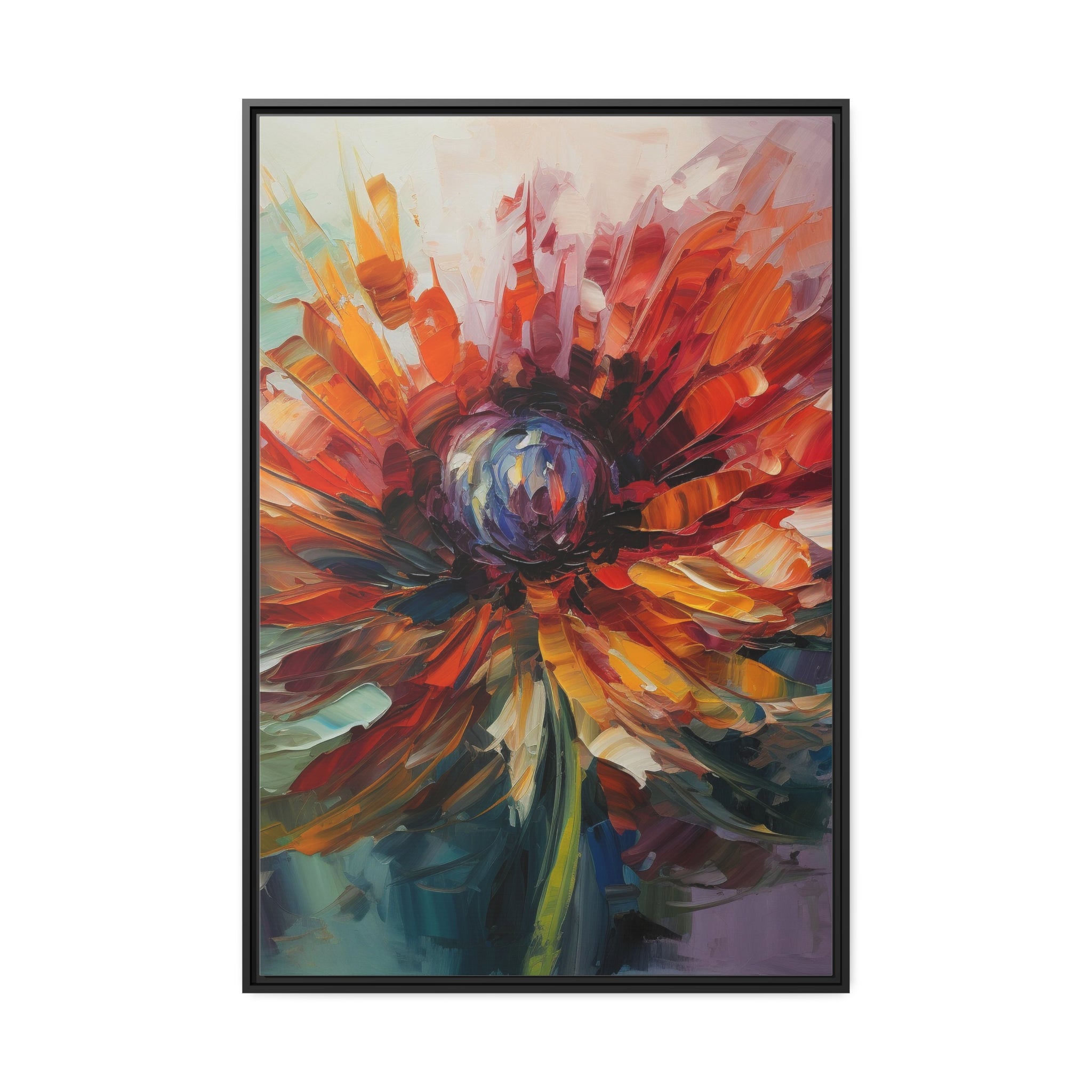 Modern Flora Matte Canvas, Black Frame