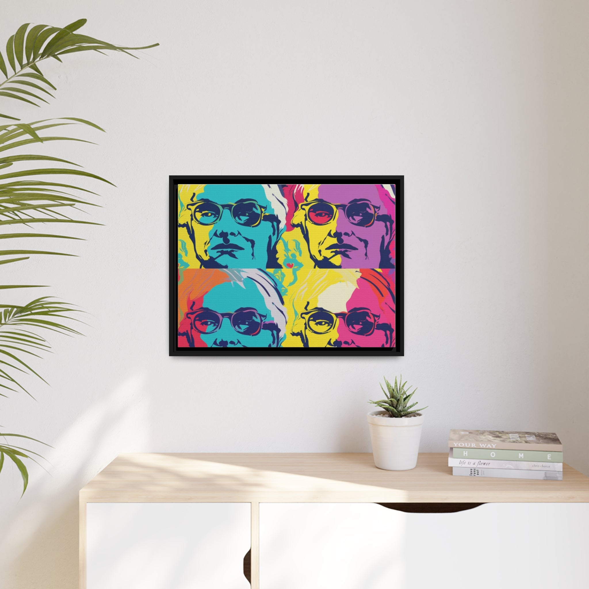 Pop Art Inspired by Andy B Matte Canvas, Black Frame