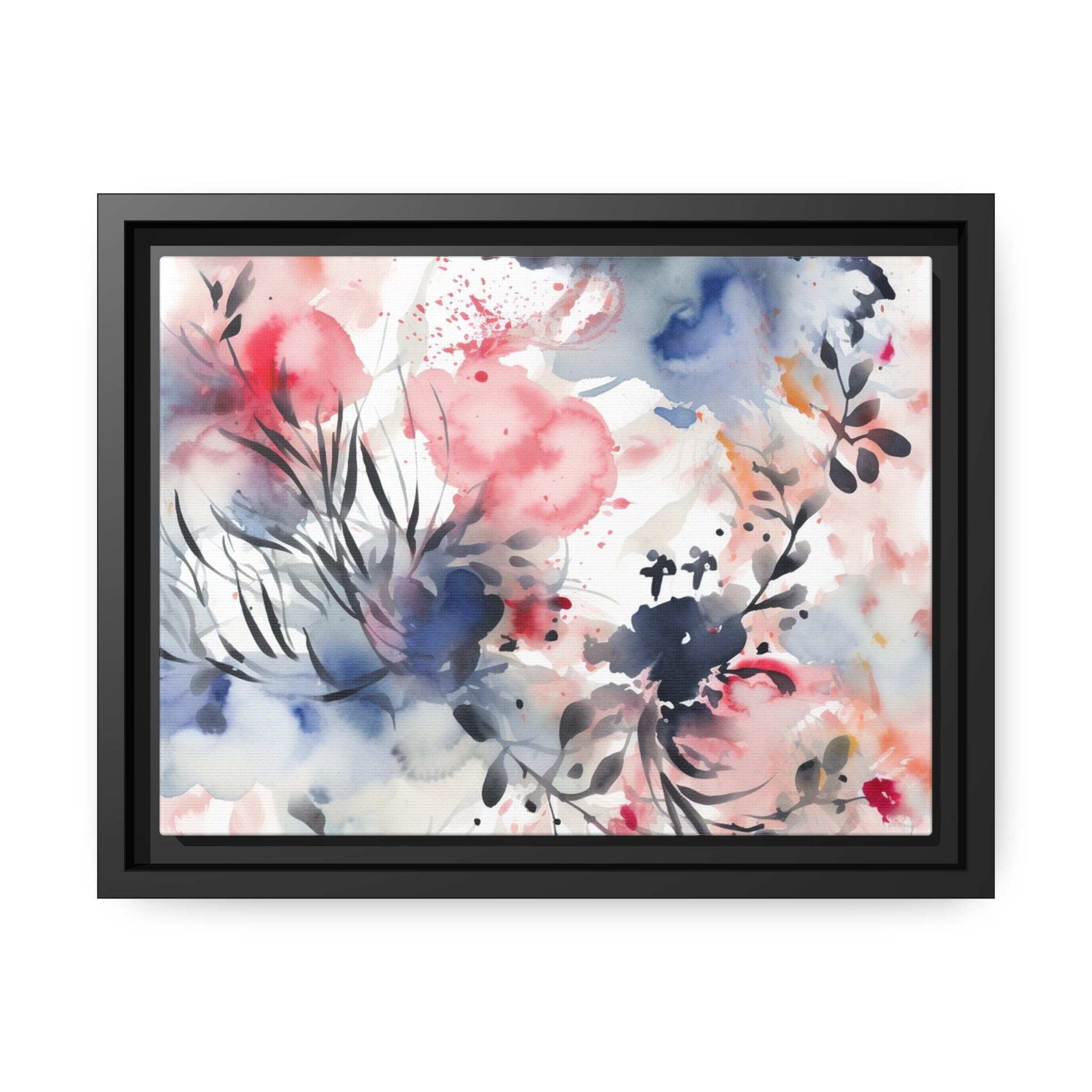 Japanese Flora II Matte Canvas, Black Frame