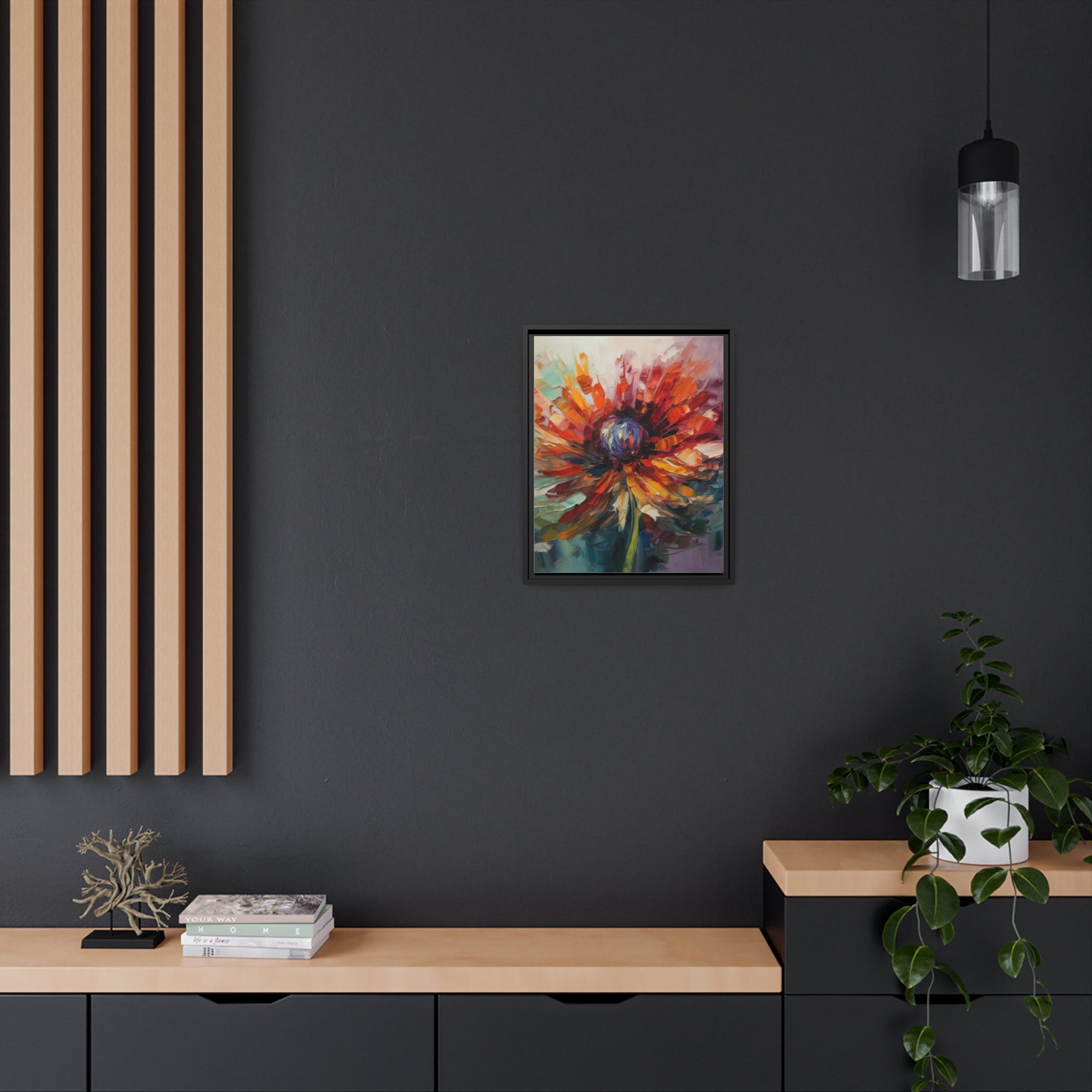 Modern Flora Matte Canvas, Black Frame