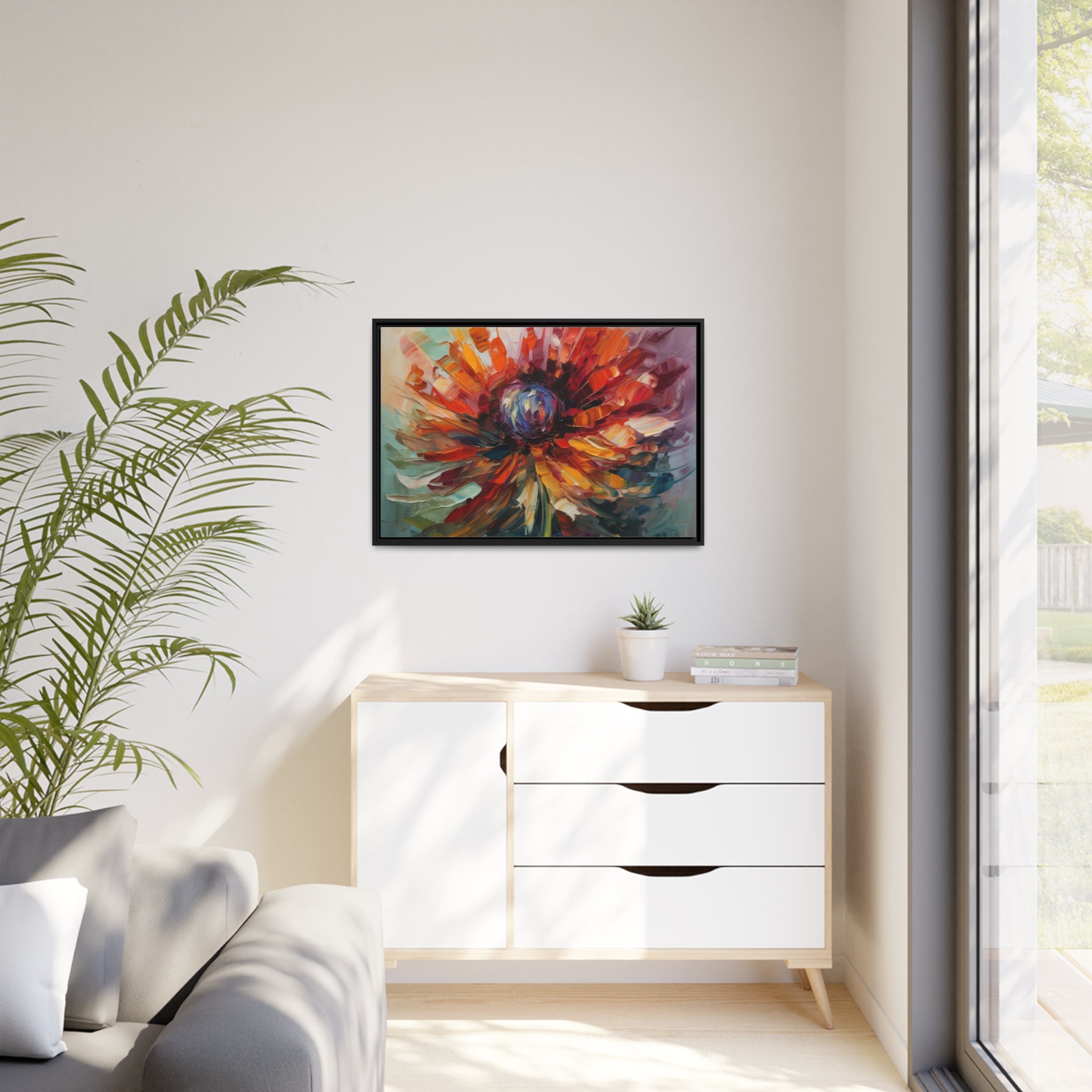 Modern Flora Matte Canvas, Black Frame