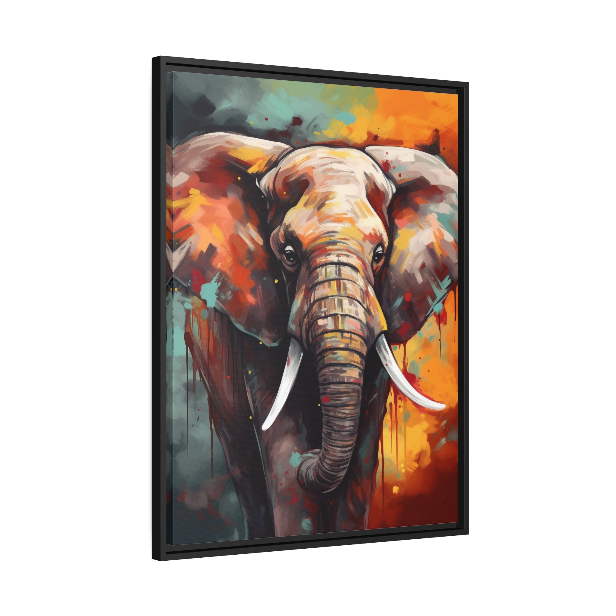 Majestic Elephant Matte Canvas, Black Frame - Noire Faire