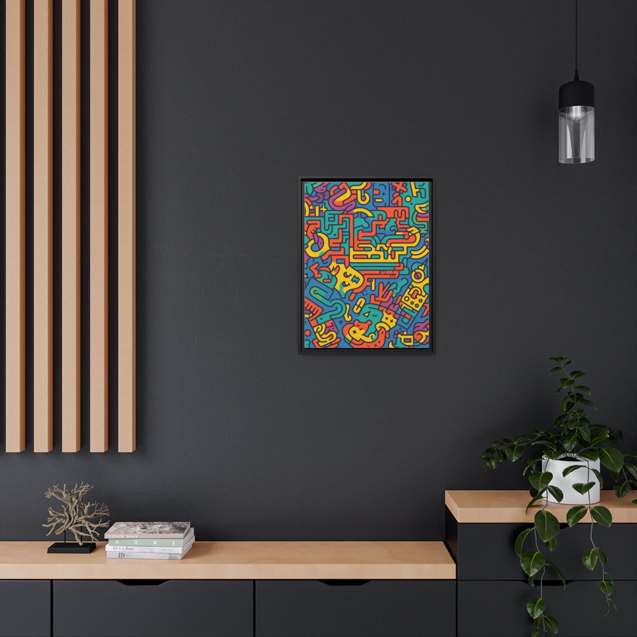 Pop Art Inspired by Keith C Matte Canvas, Black Frame